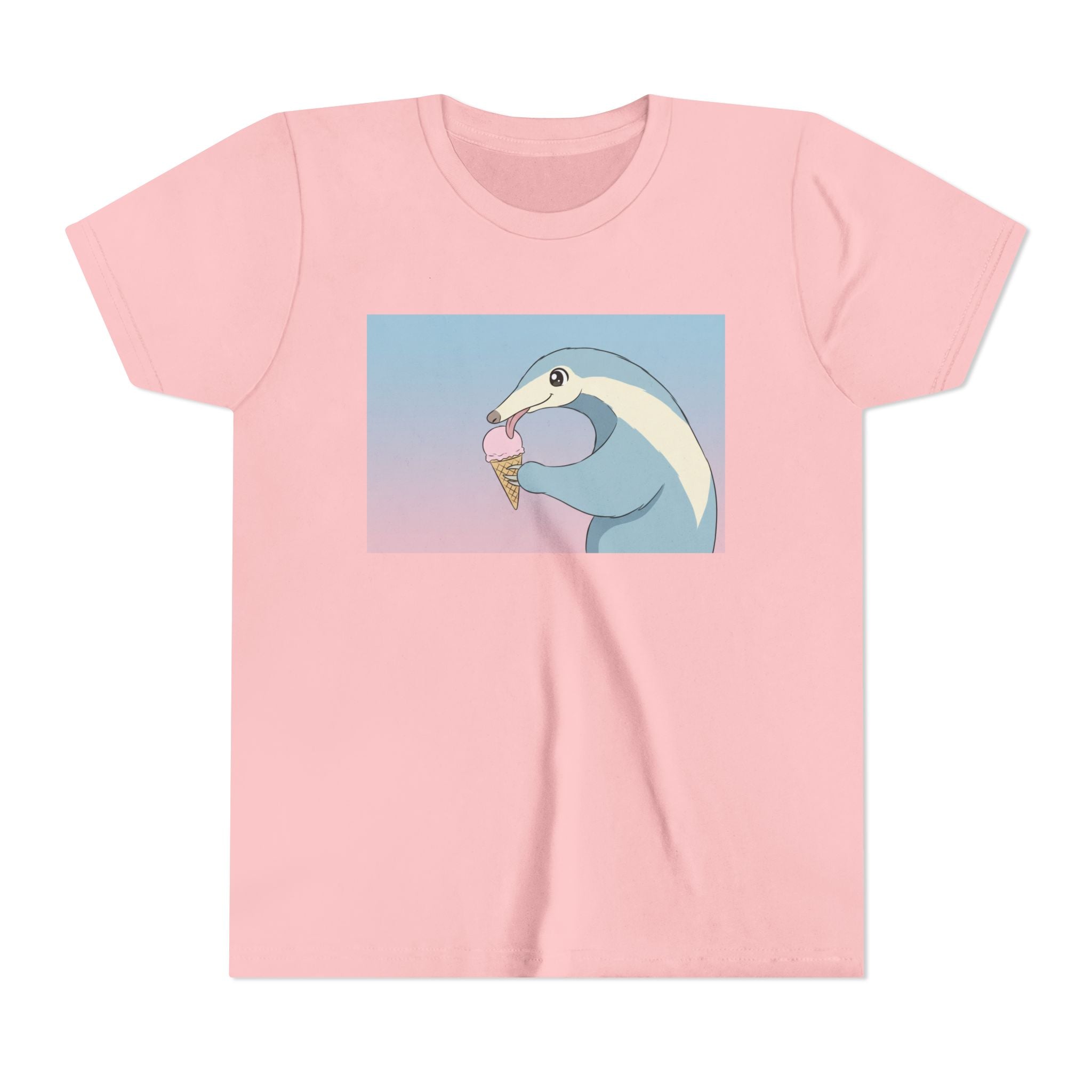 Anteater Eating Ice Cream Kids Tee — Cute Pastel Animal Graphic Youth T-Shirt - Kids