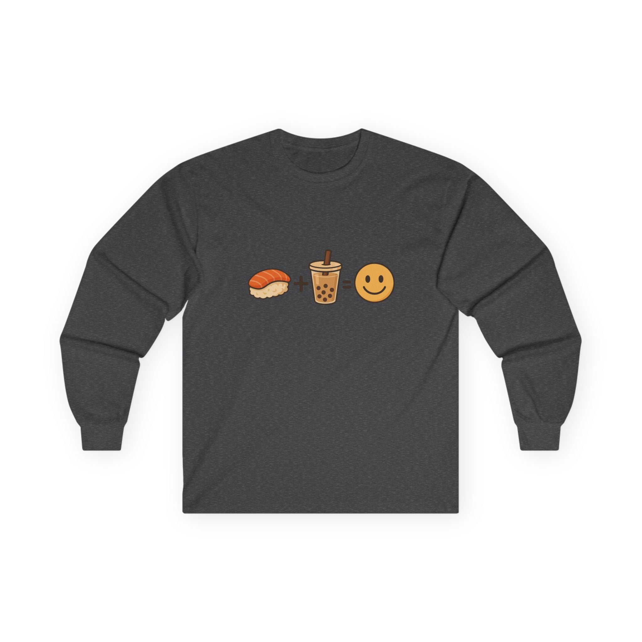 Sushi + Boba = Happy Long Sleeve Tee - Adult