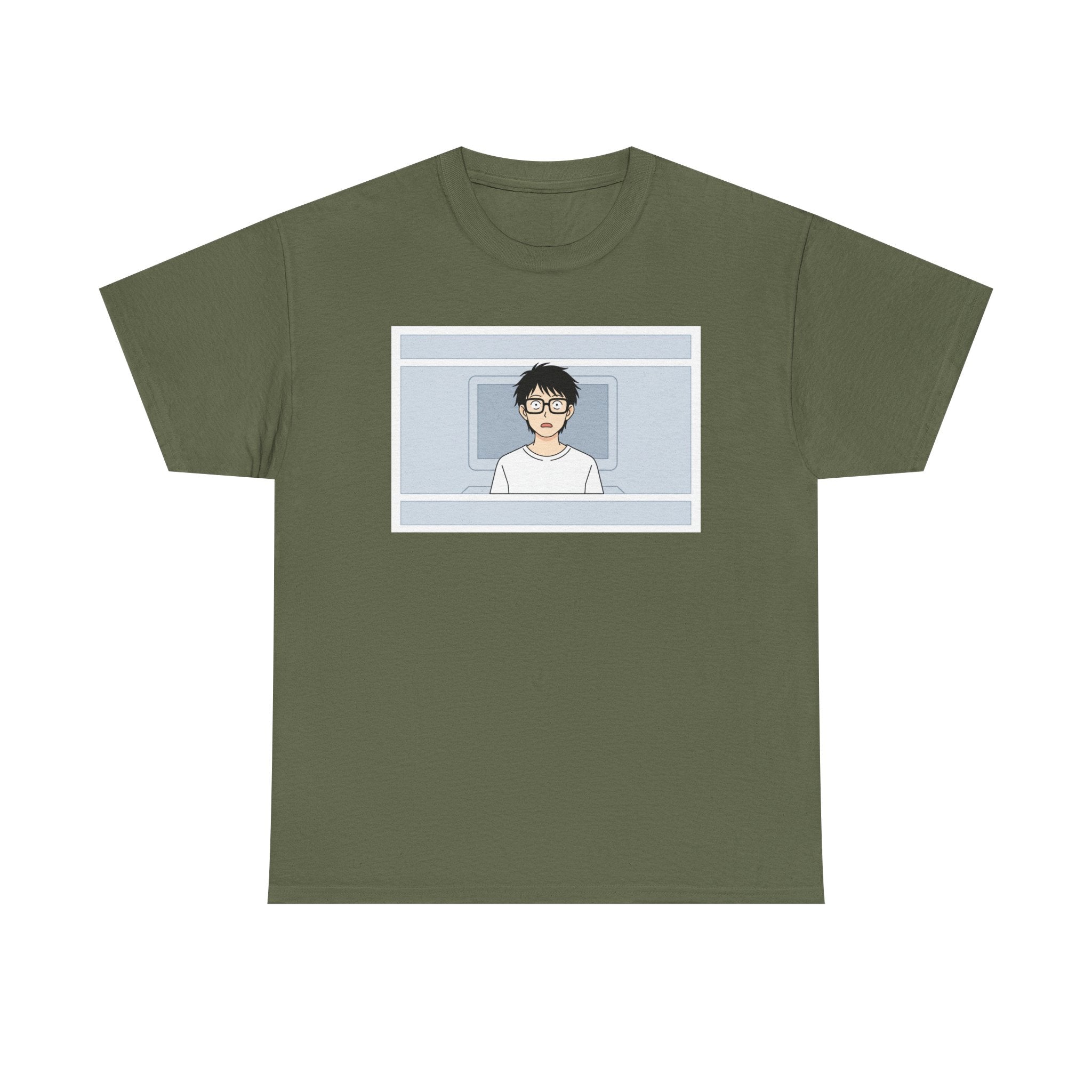 Clueless Otaku Minimalist Anime Guy Graphic Tee — Soft White Casual Shirt - Adult