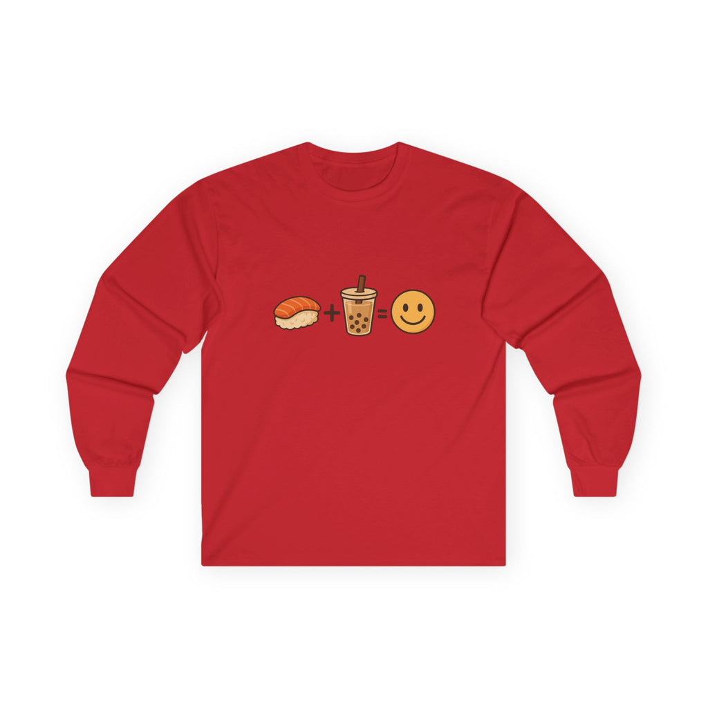 Sushi + Boba = Happy Long Sleeve Tee - Adult