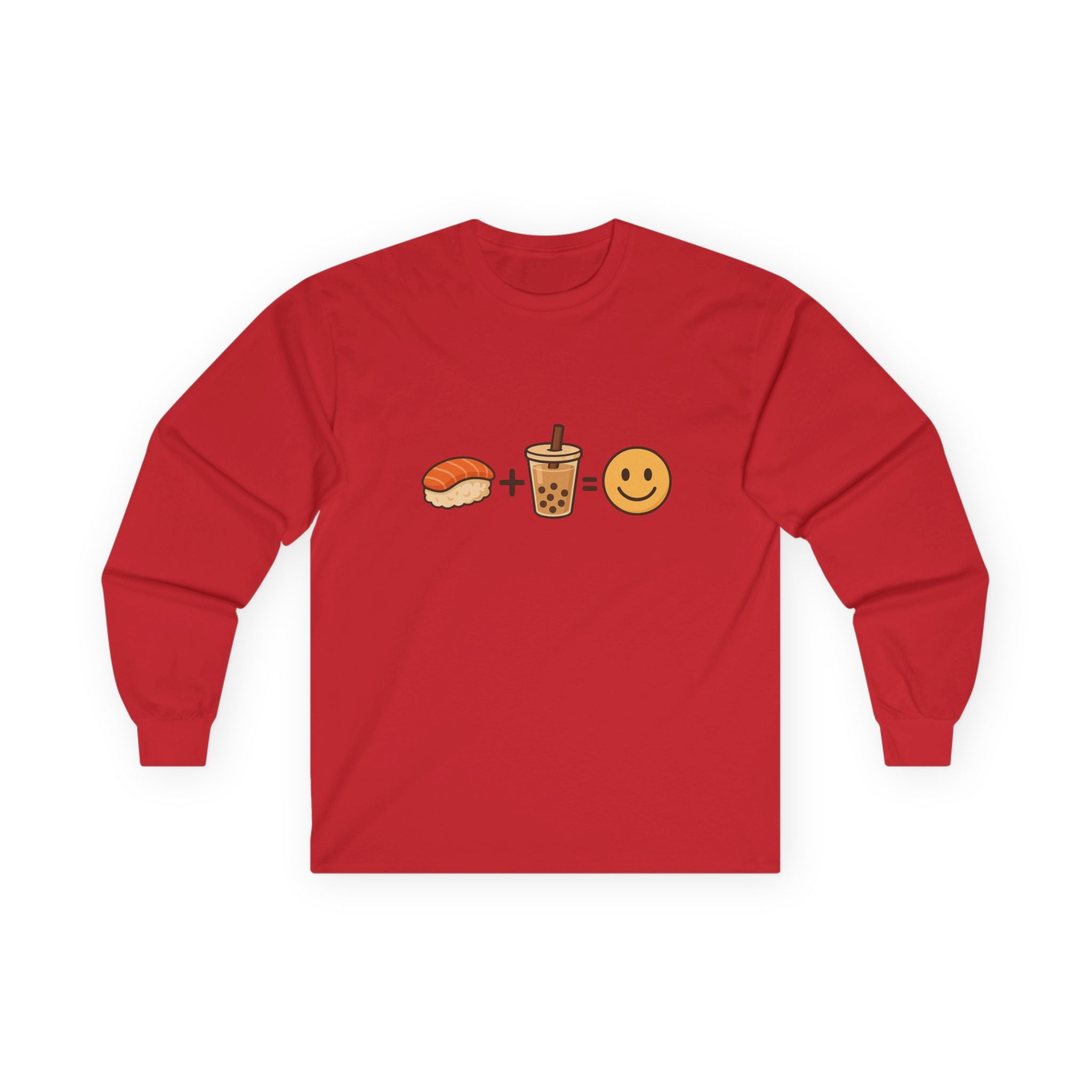 Sushi + Boba = Happy Long Sleeve Tee - Adult
