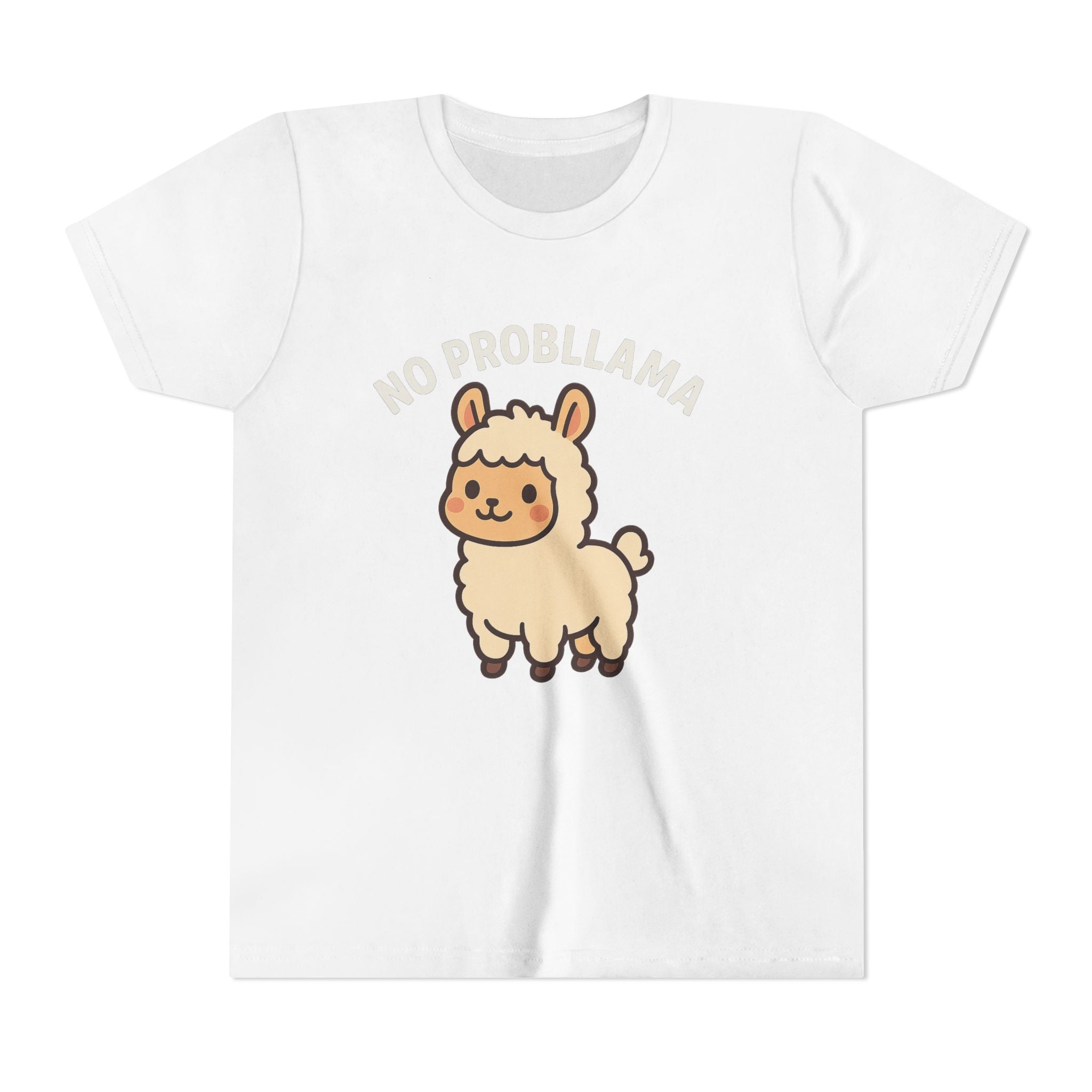 No Probllama Youth Tee – Cute Llama Kids Short Sleeve Shirt