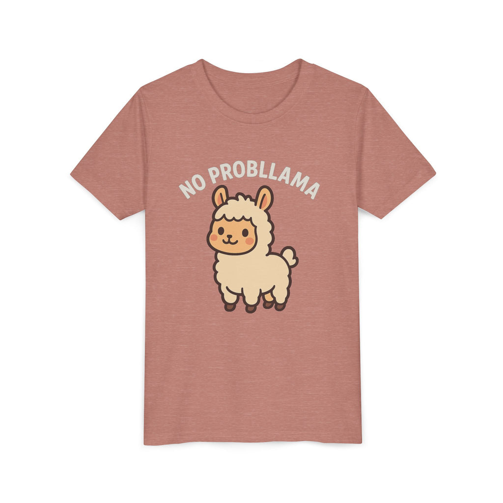 No Probllama Youth Tee – Cute Llama Kids Short Sleeve Shirt