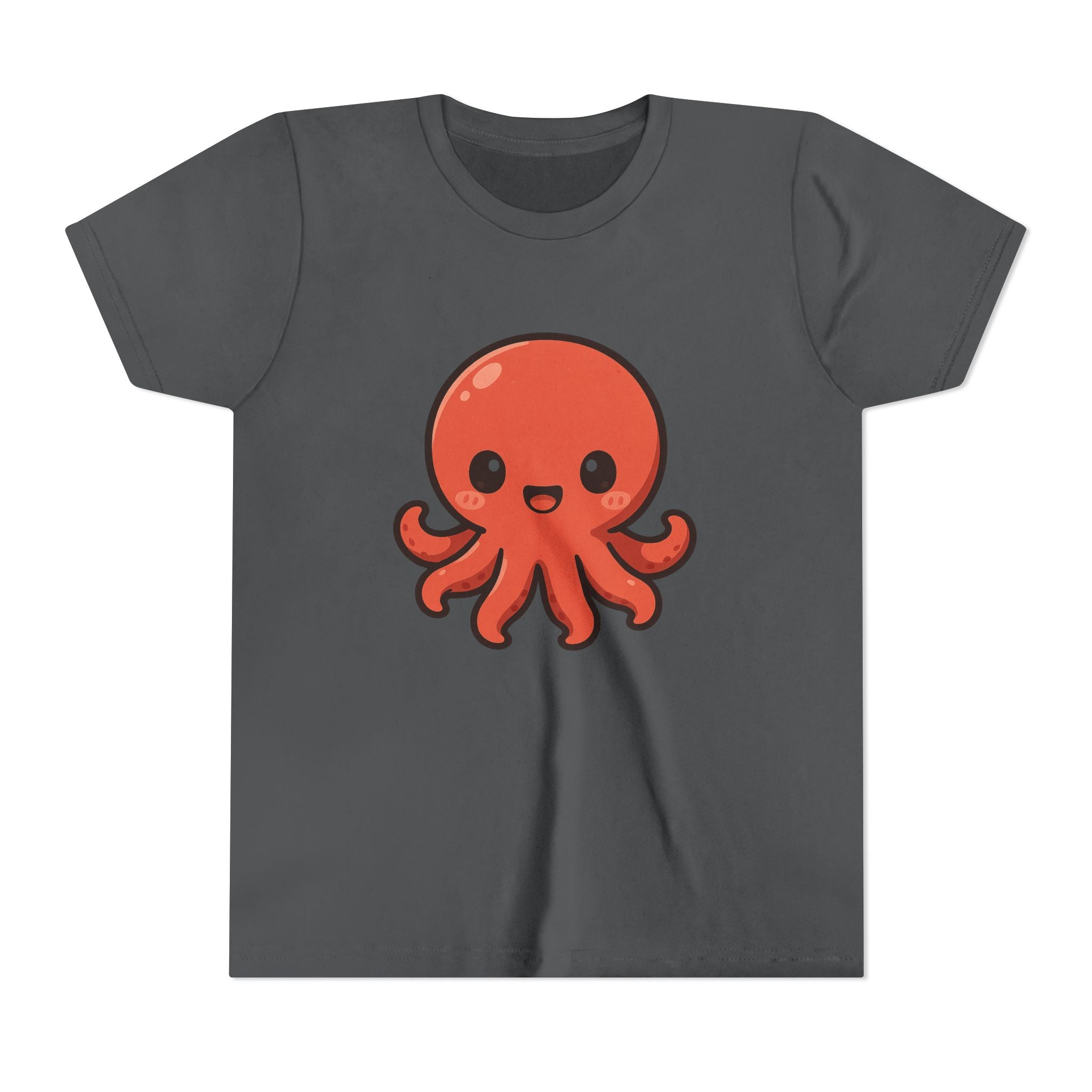Cute Red Octopus Youth Tee — Kawaii Sea Animal Kids T-Shirt