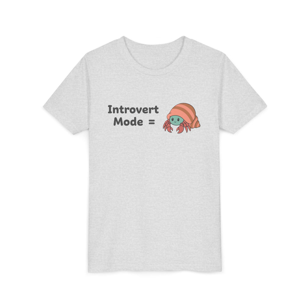 Introvert Mode Kids Tee — Cute Hermit Crab Graphic Youth Shirt