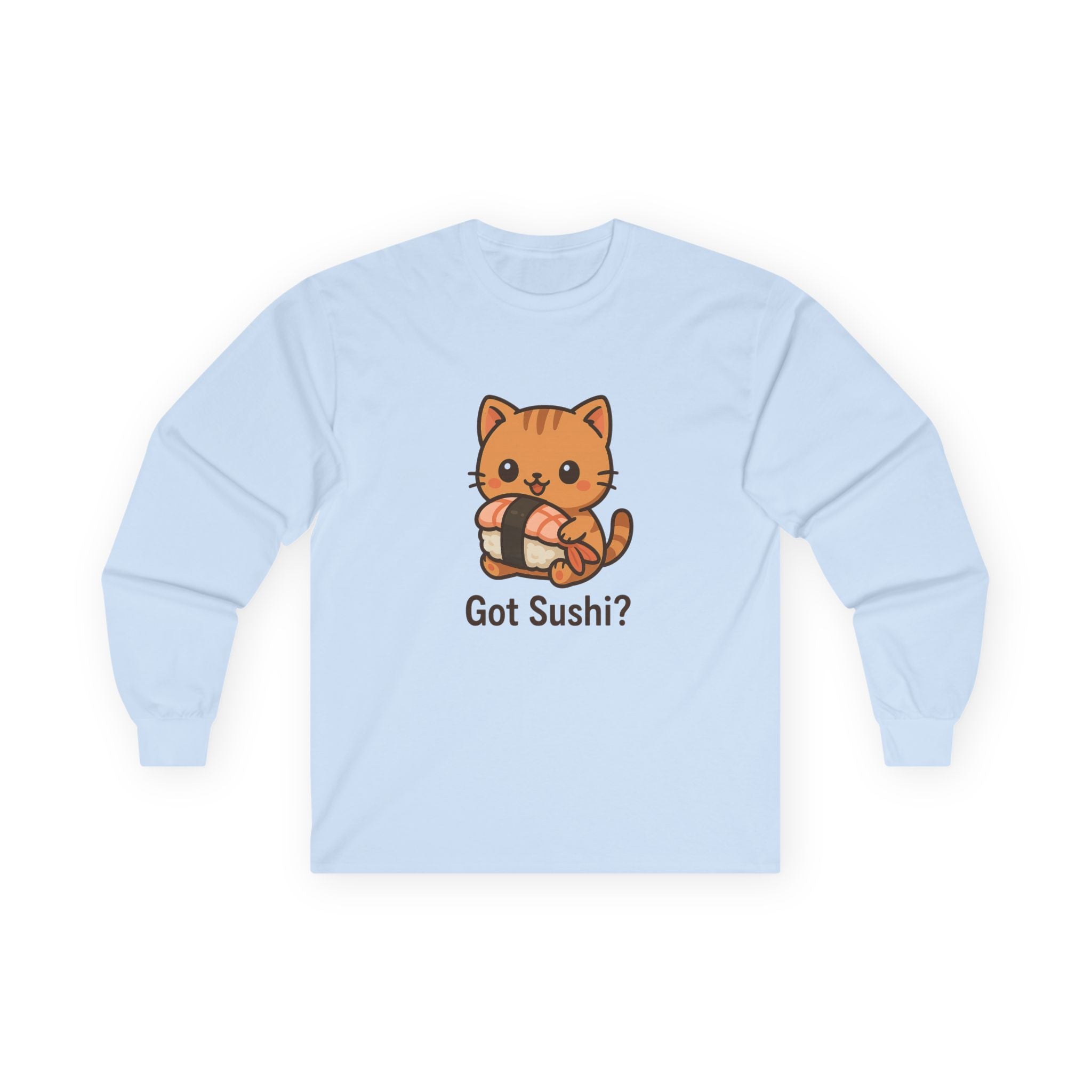 Got Sushi? Cat Long Sleeve Tee — Cute Kawaii Sushi Kitty Shirt - Adult