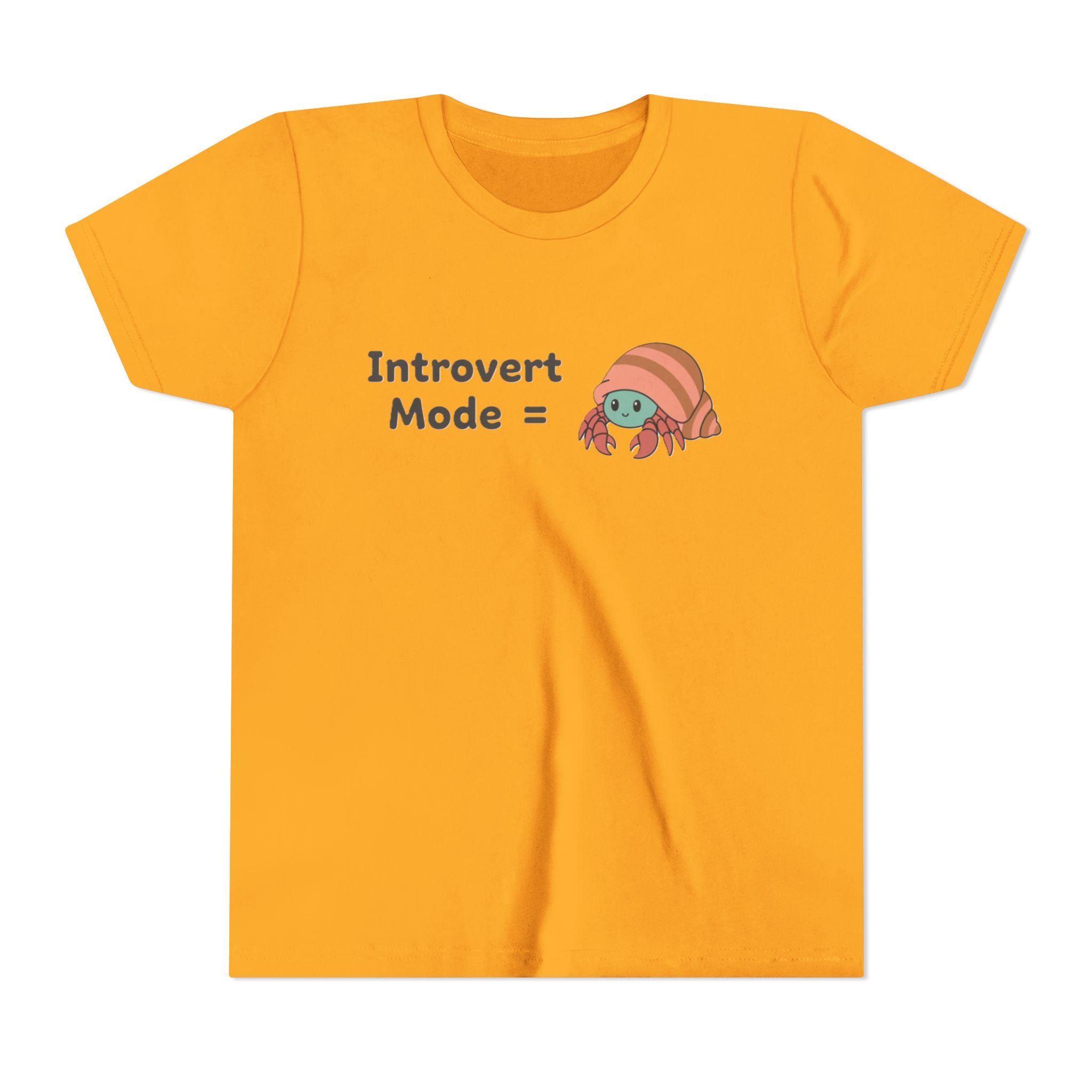 Introvert Mode Kids Tee — Cute Hermit Crab Graphic Youth Shirt