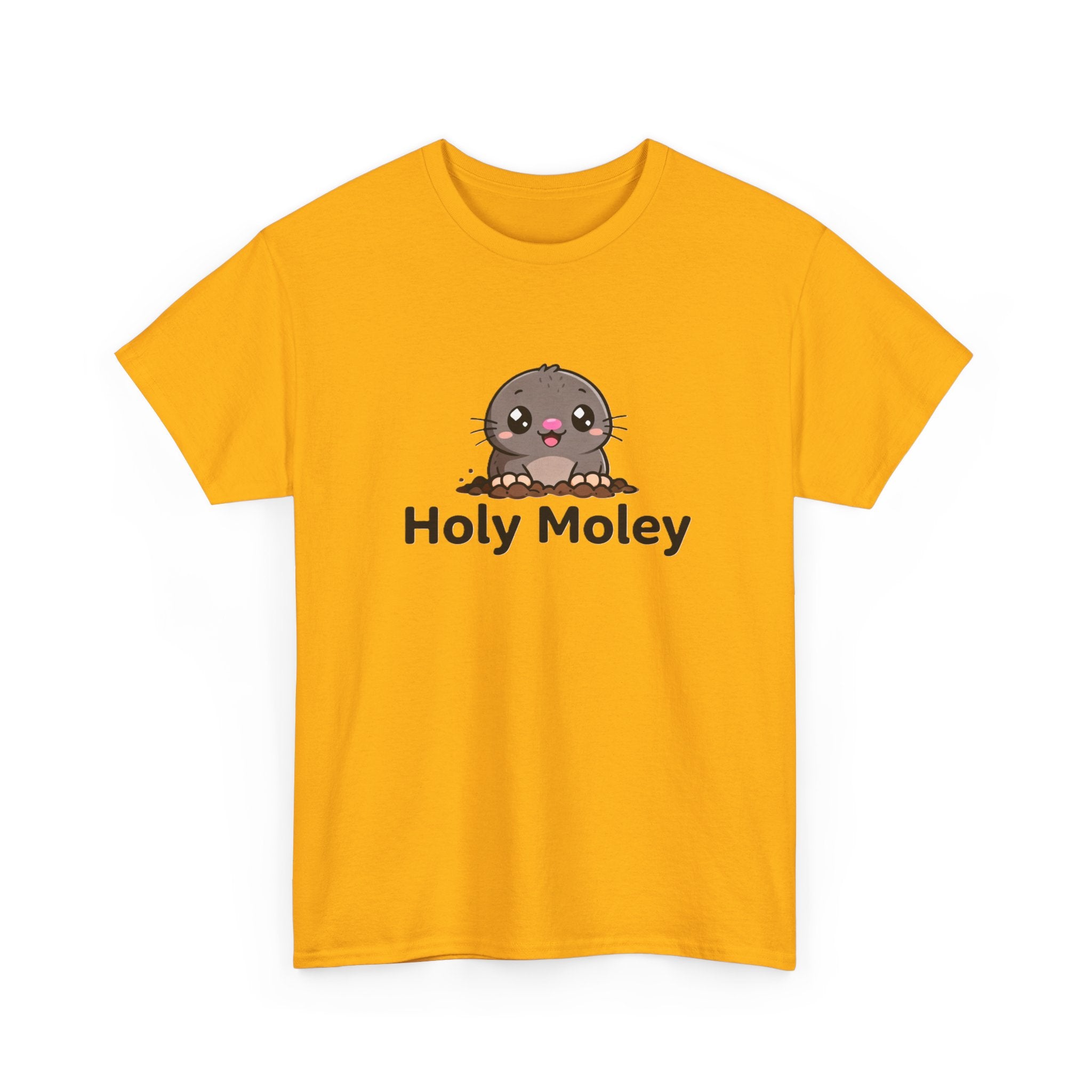 Holy Moley Mole T-Shirt — Cute Cartoon Mole Tee with 'Holy Moley' Text - Adult
