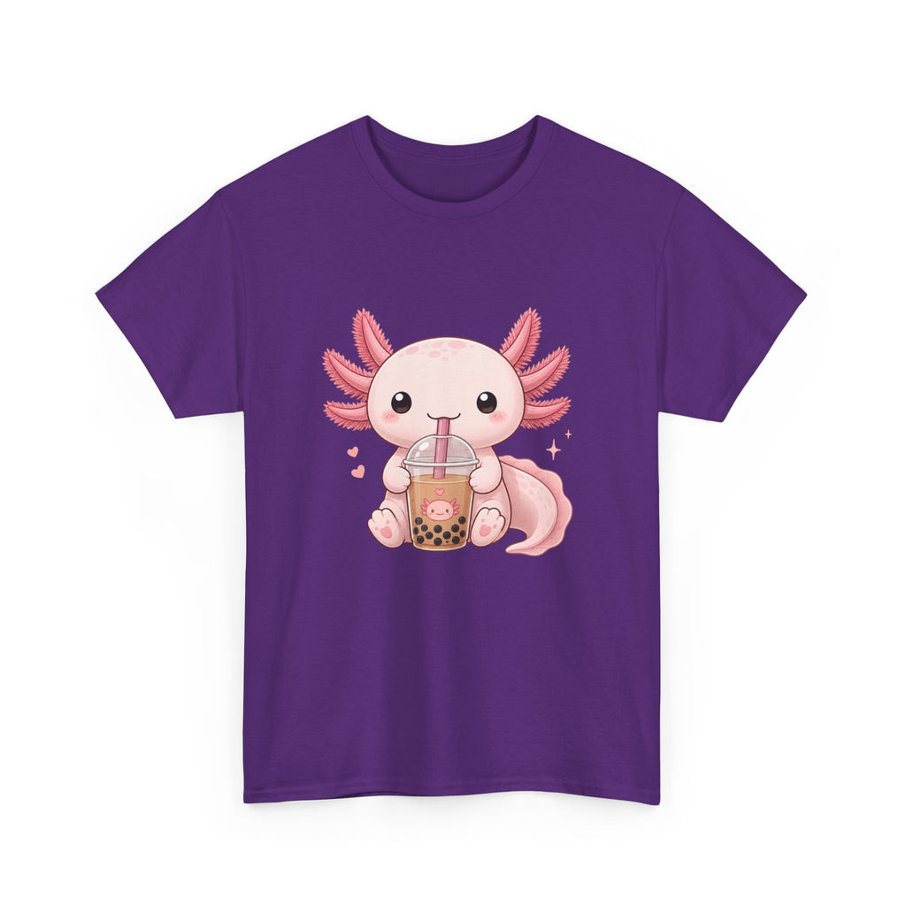 Axolotl Drinking Bubble Tea T-Shirt — Cute Kawaii Boba Tee - Adult