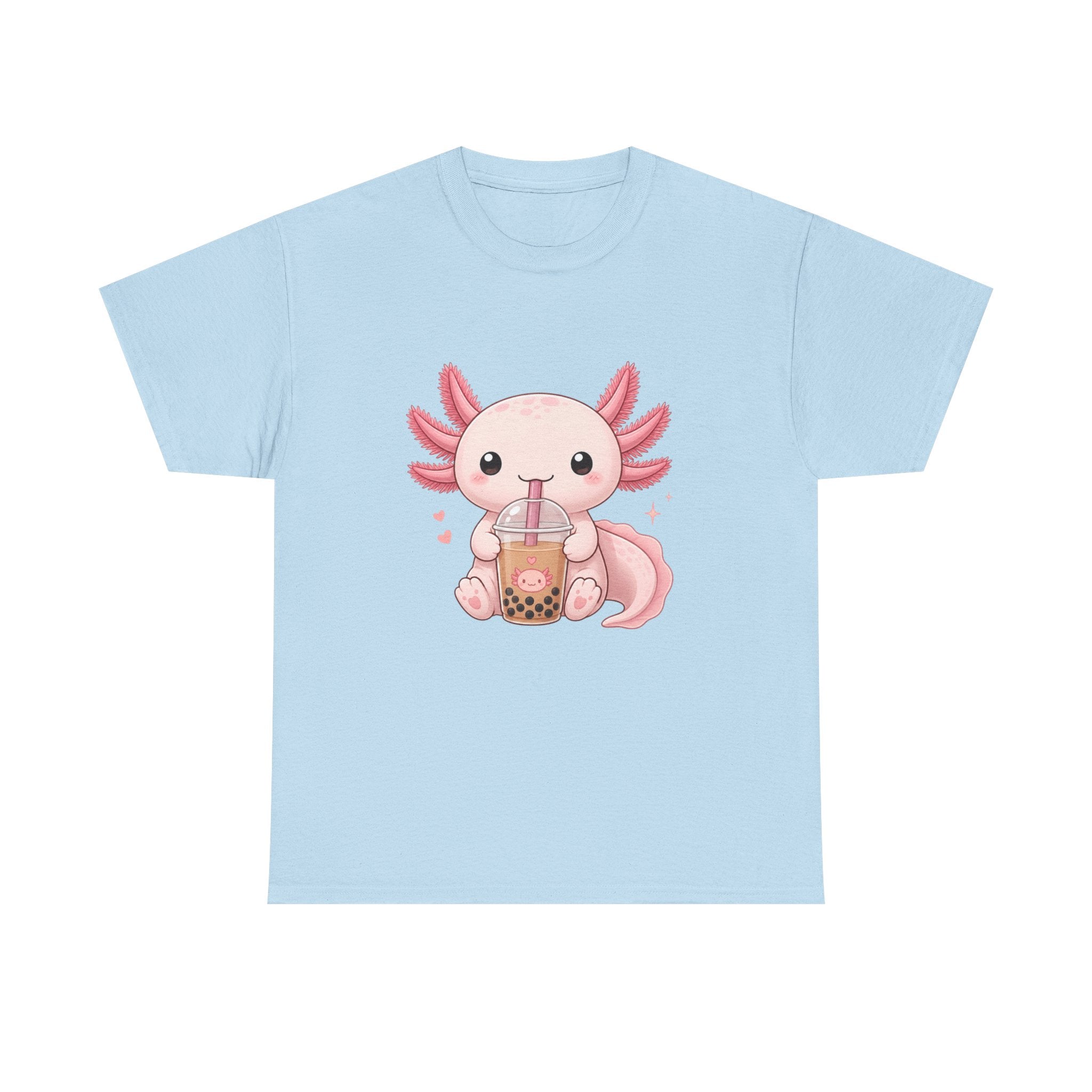 Axolotl Drinking Bubble Tea T-Shirt — Cute Kawaii Boba Tee - Adult
