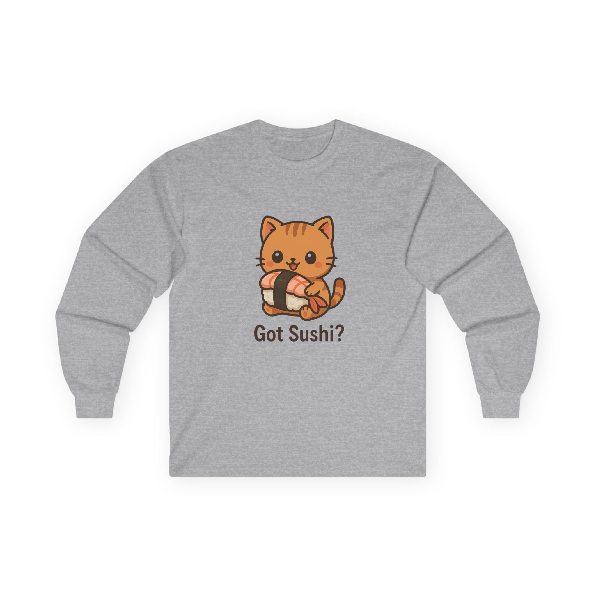 Got Sushi? Cat Long Sleeve Tee — Cute Kawaii Sushi Kitty Shirt - Adult