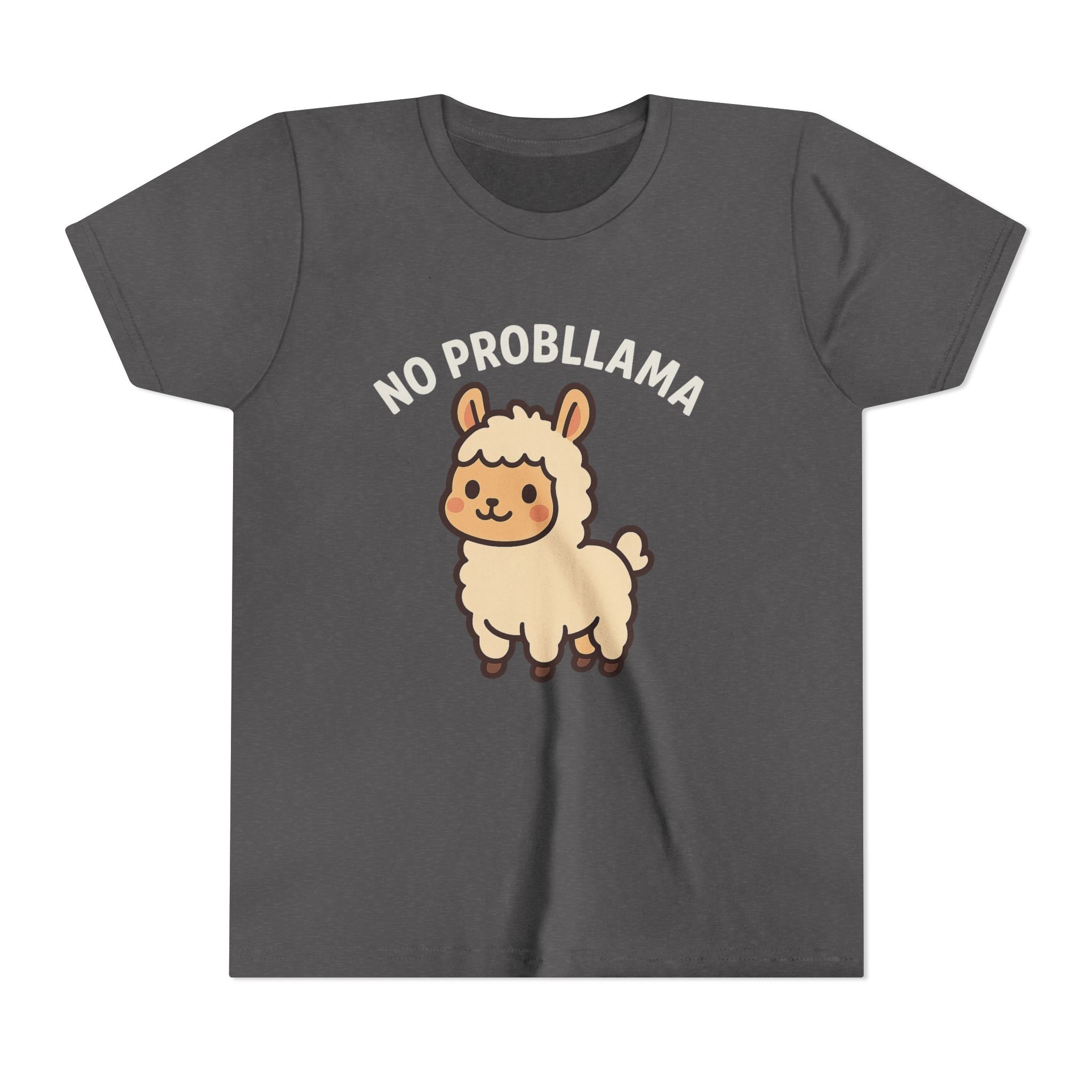 No Probllama Youth Tee – Cute Llama Kids Short Sleeve Shirt
