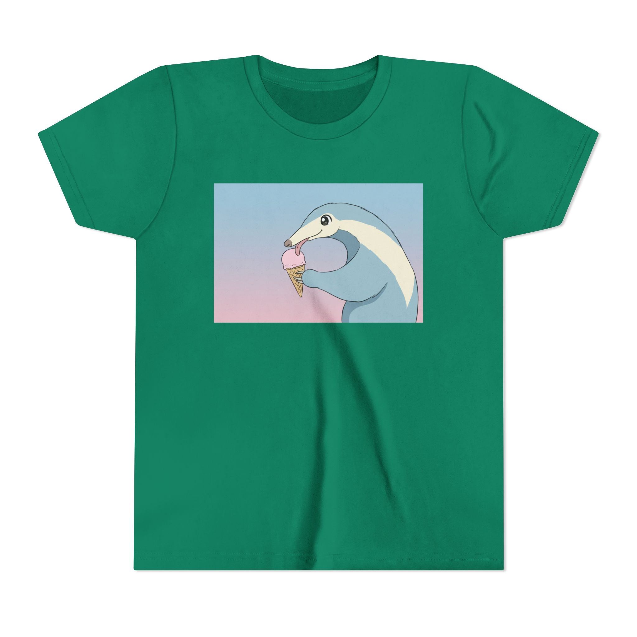 Anteater Eating Ice Cream Kids Tee — Cute Pastel Animal Graphic Youth T-Shirt - Kids