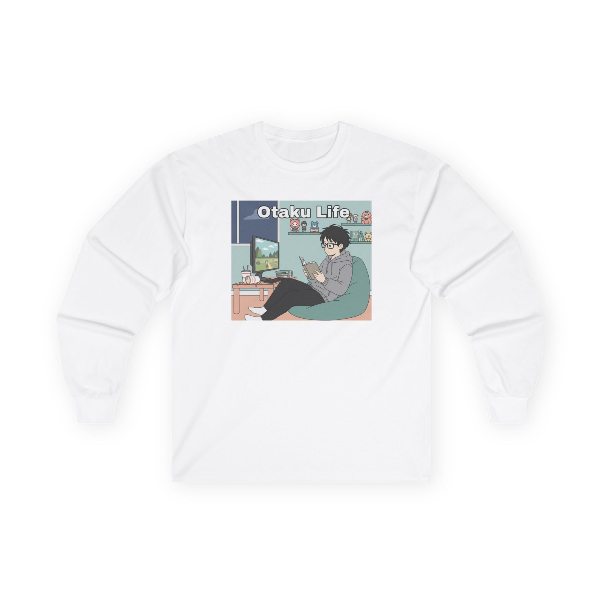 Otaku Life Long Sleeve Tee — Anime Lover Graphic Shirt - Adult