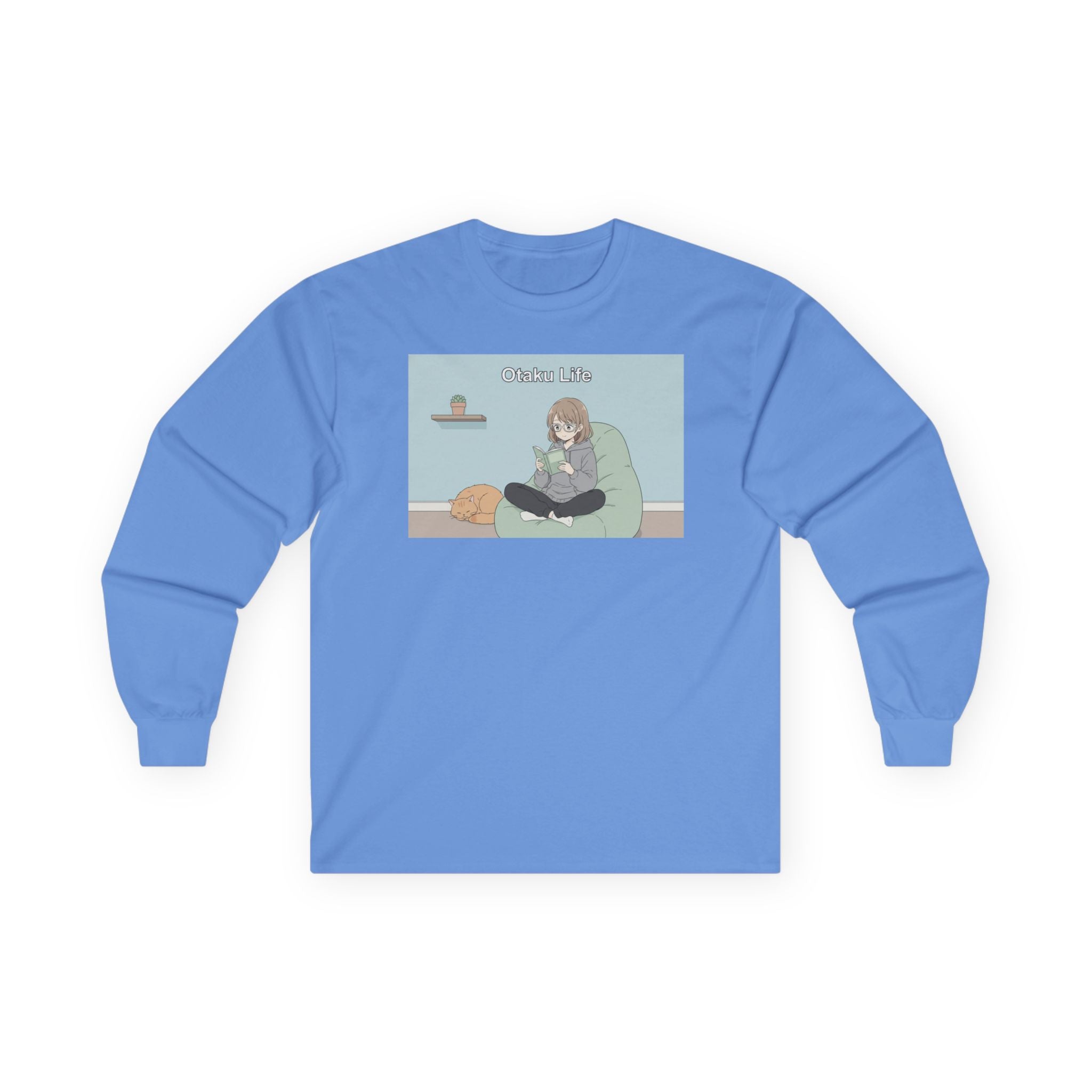 Cozy Cat Girl Otaku Long Sleeve Tee — "Cuddle Time" Anime Lounge Shirt - Adult