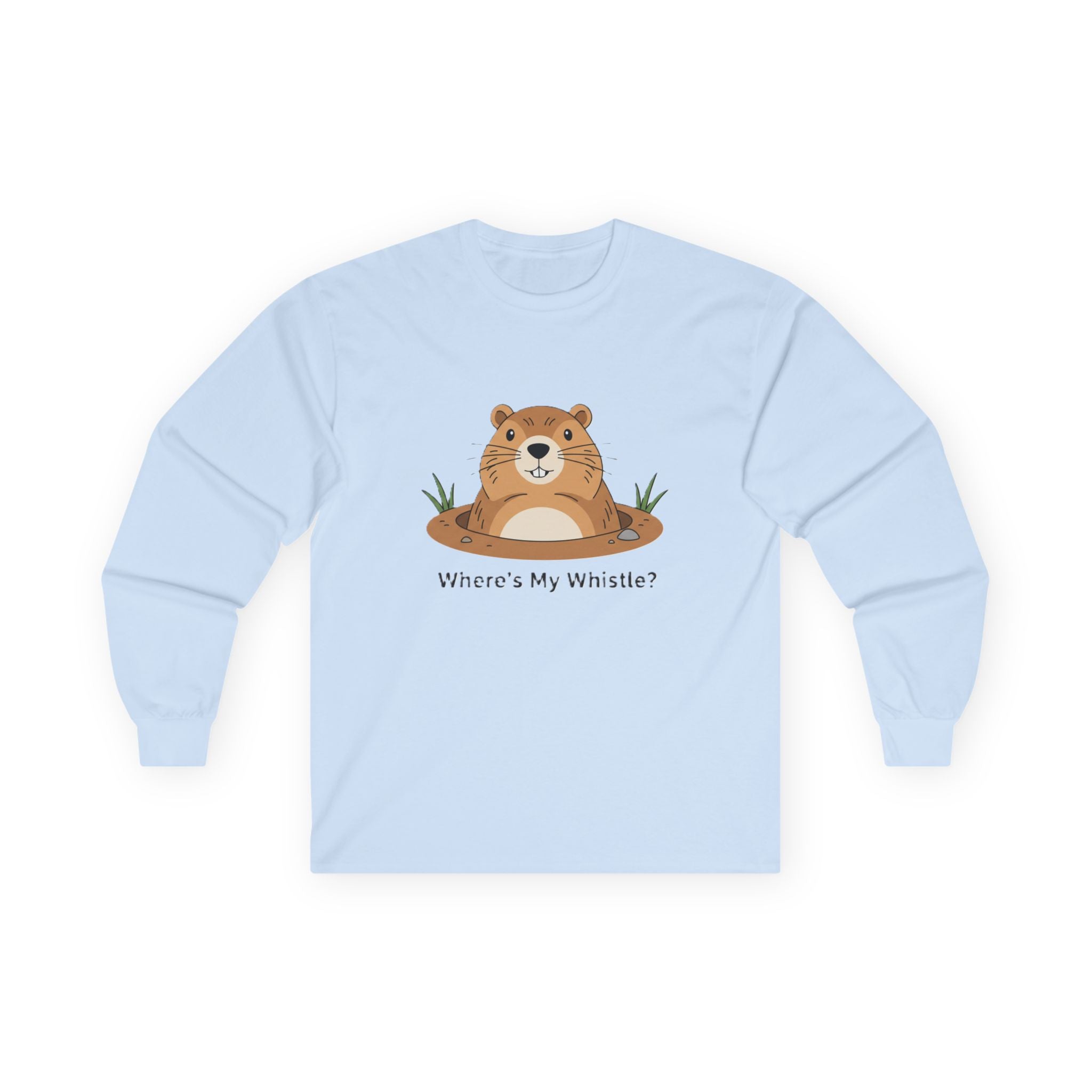 Groundhog 'Where's My Whistle?' Long Sleeve Whistle Pig Tee - Adult