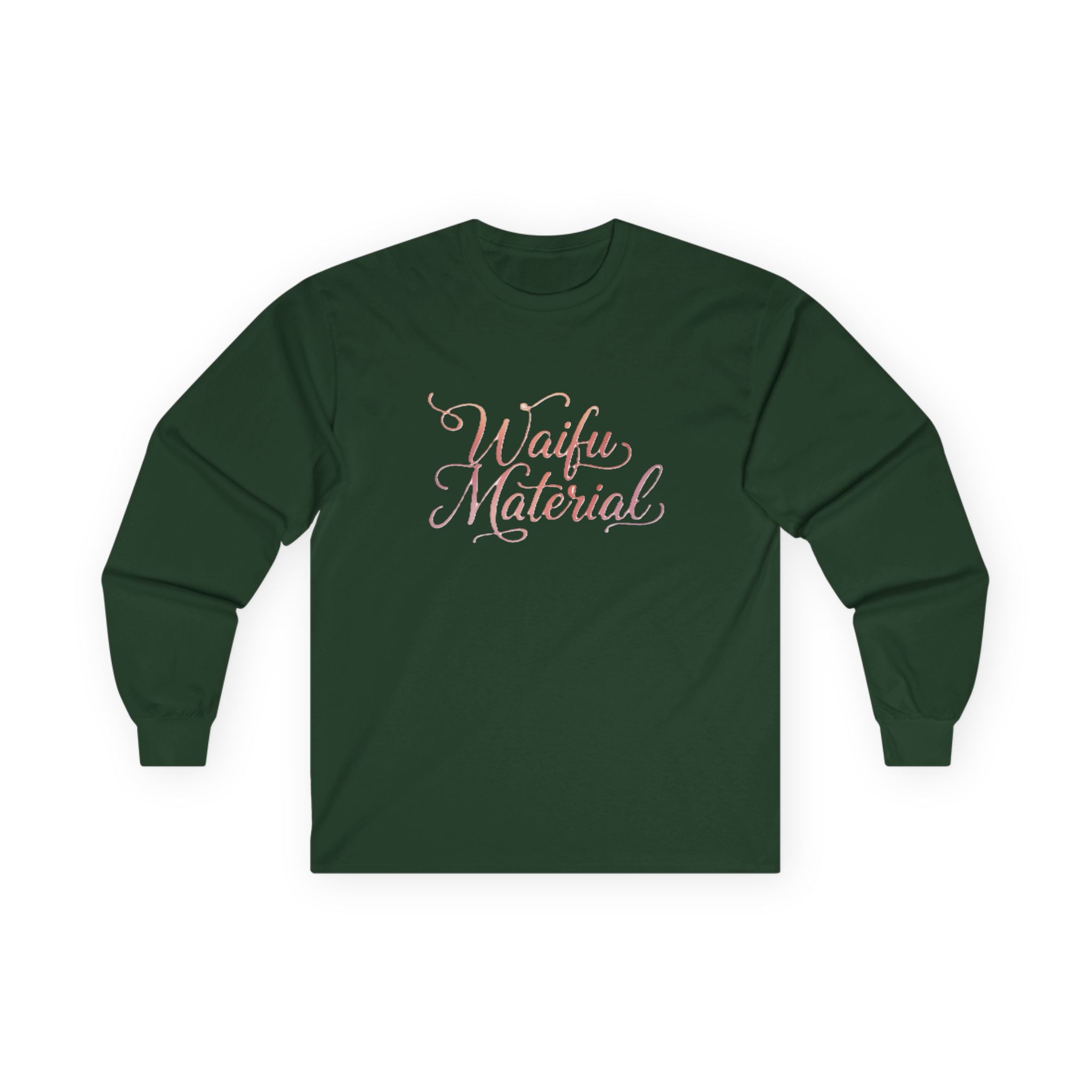 Long Sleeve Tee — "Waifu Material" Script Design - Adult
