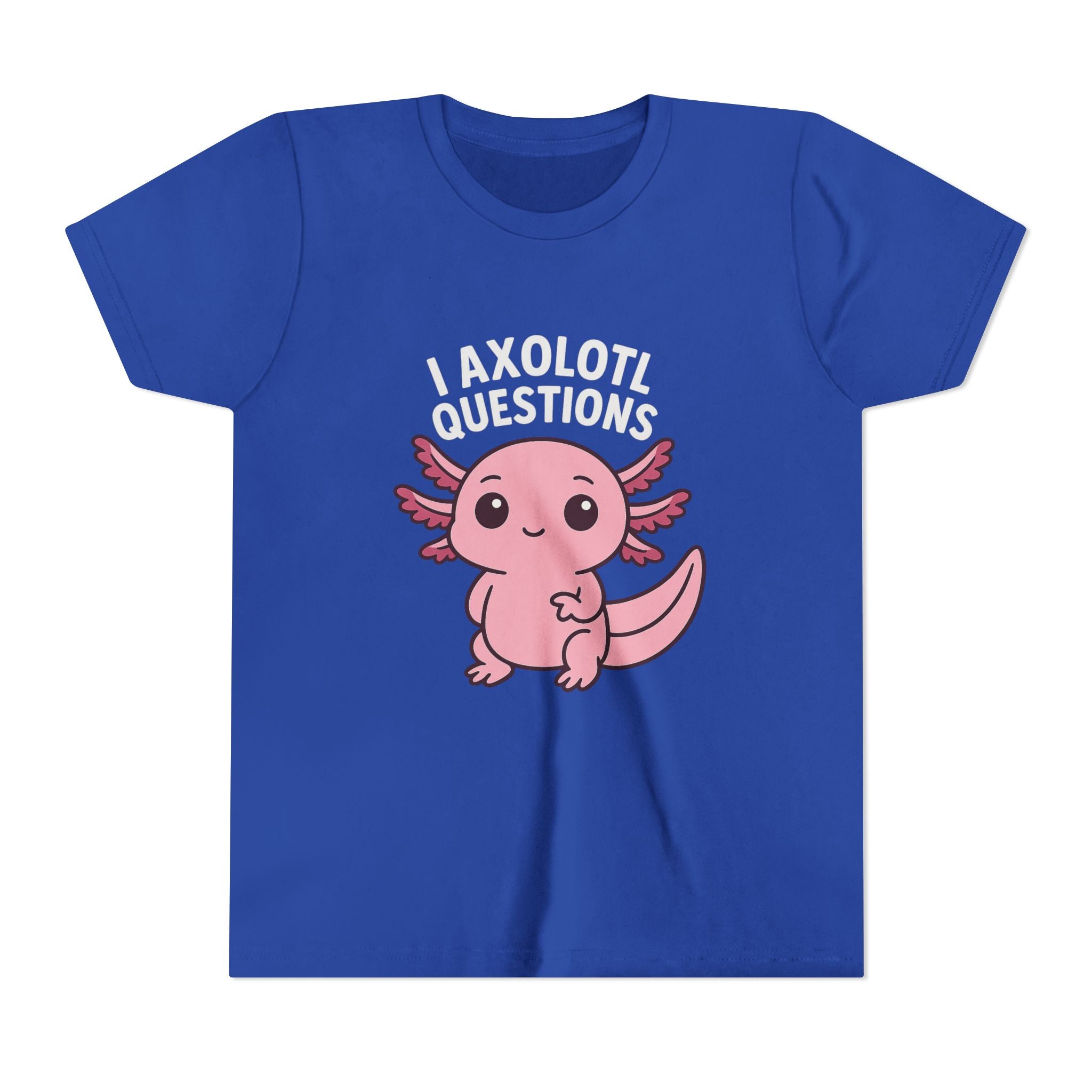 Youth Tee — Cute Pink Axolotl “Axolotl Questions” Kids Shirt