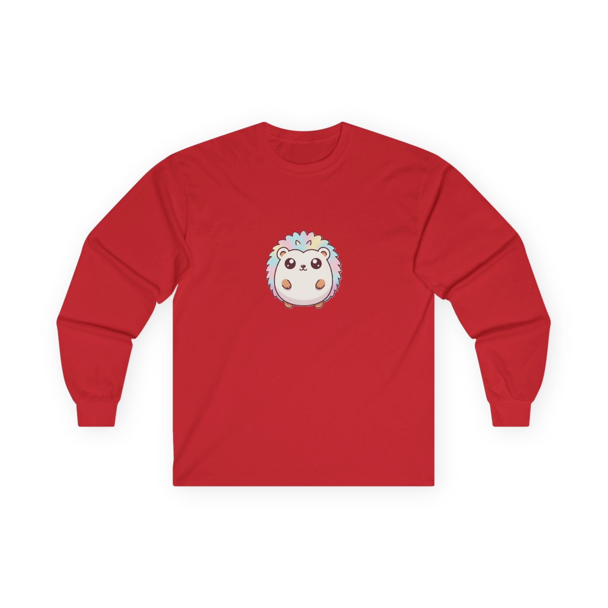 Cute Pastel Hedgehog Long Sleeve Tee — Kawaii Animal Shirt - Adult