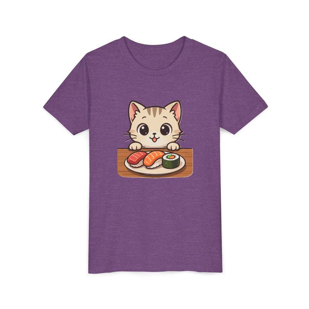 Kids Sushi Cat T-Shirt — Cute Kitty Eating Sushi Youth Tee