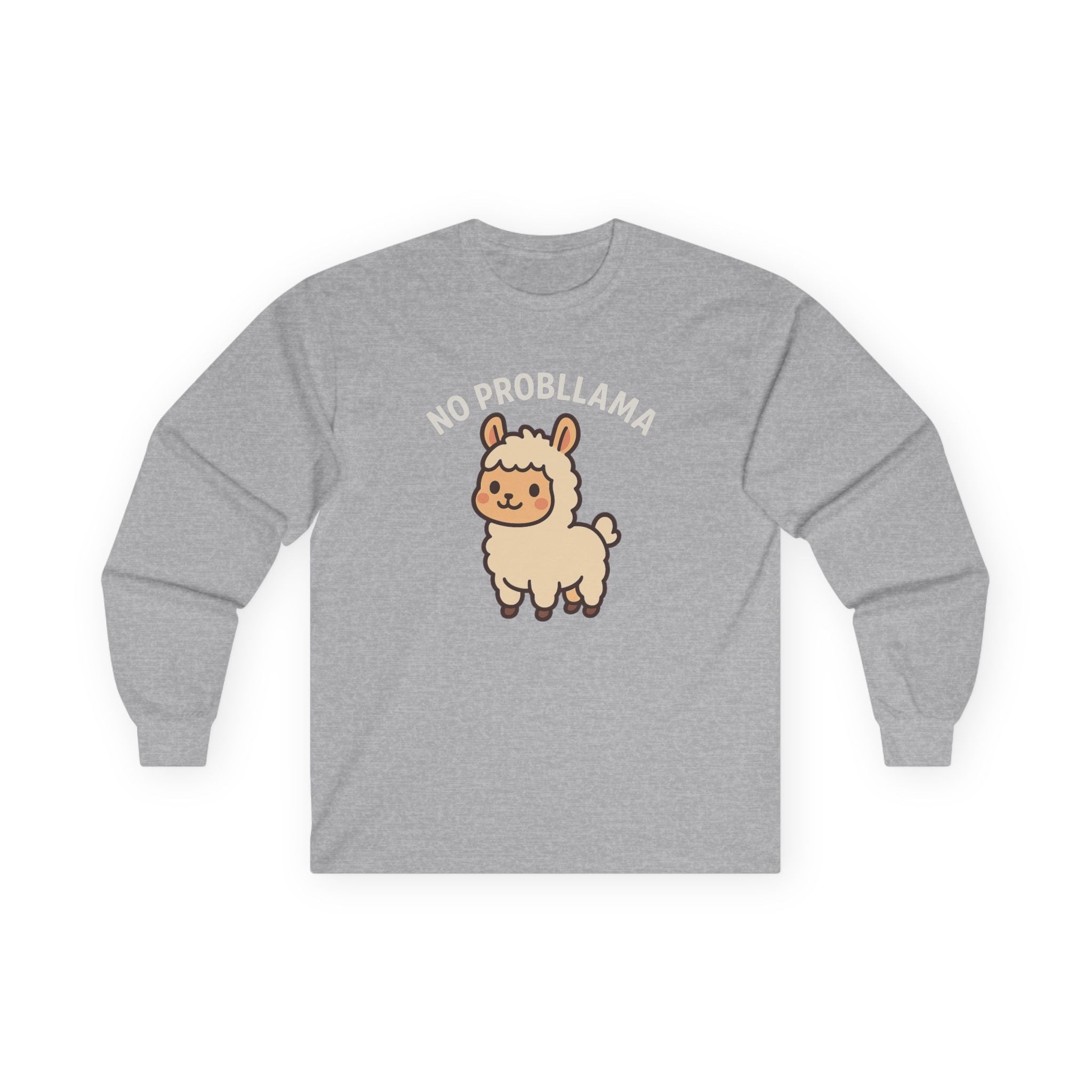 No Probllama Cute Llama Long Sleeve Tee - Adult