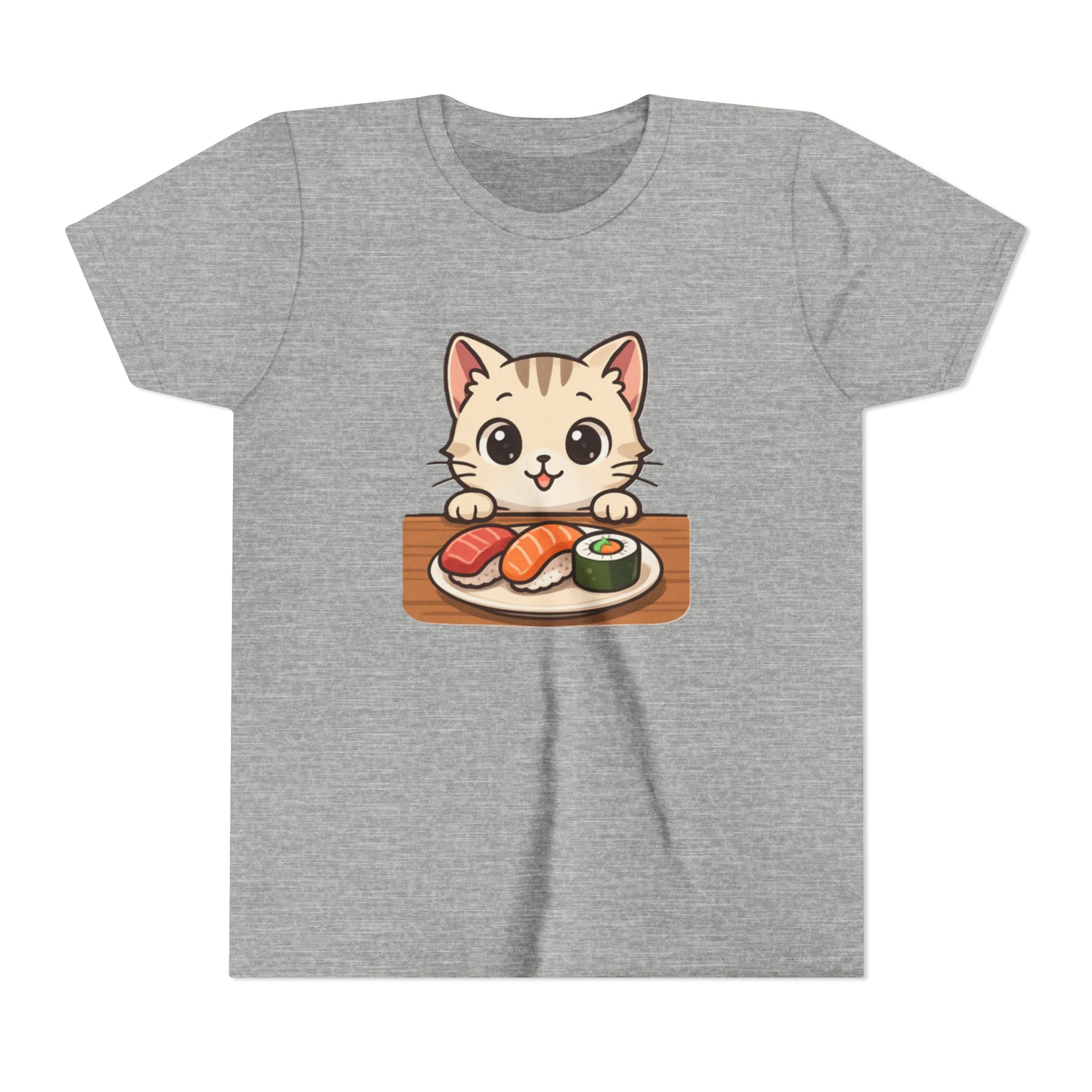 Kids Sushi Cat T-Shirt — Cute Kitty Eating Sushi Youth Tee