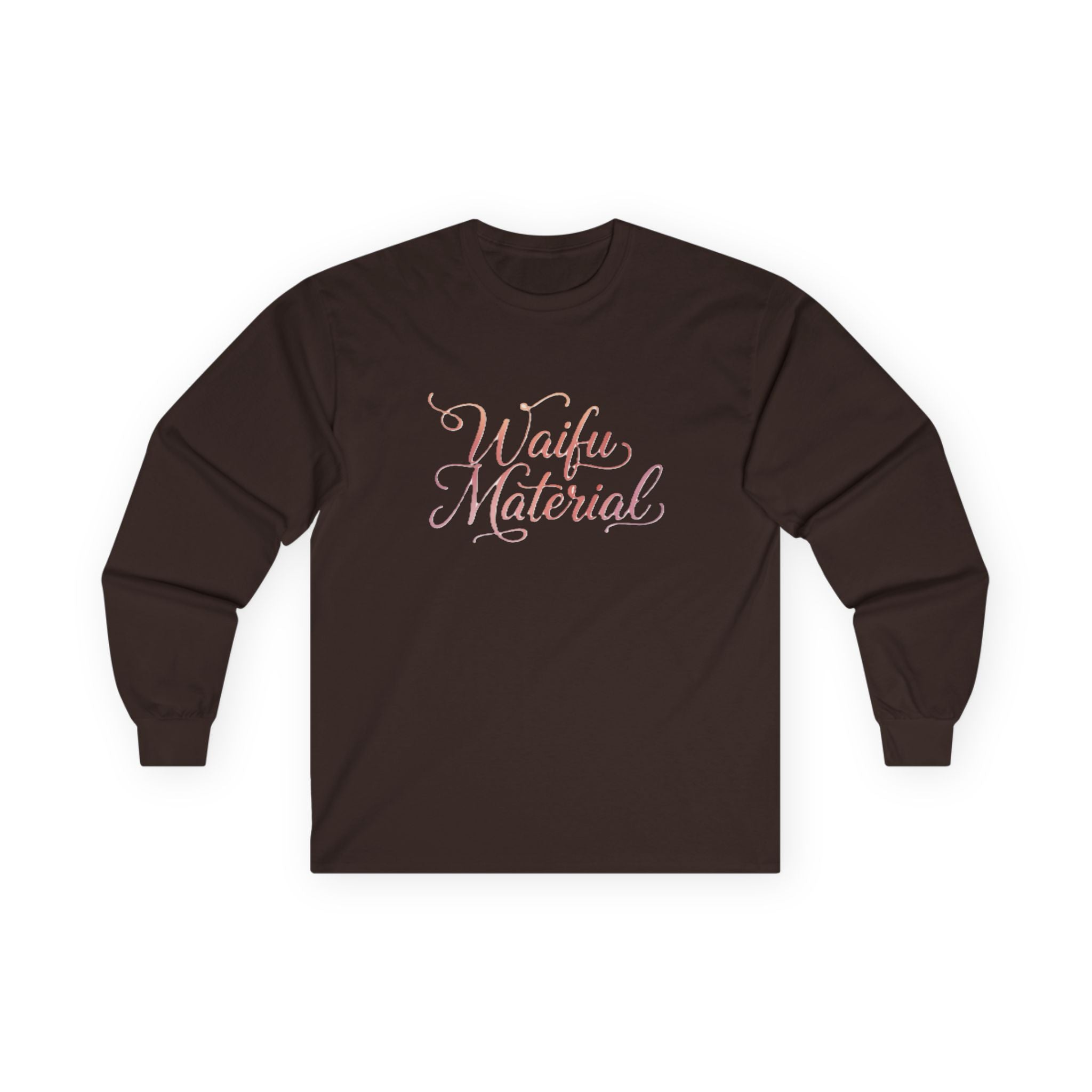 Long Sleeve Tee — "Waifu Material" Script Design - Adult