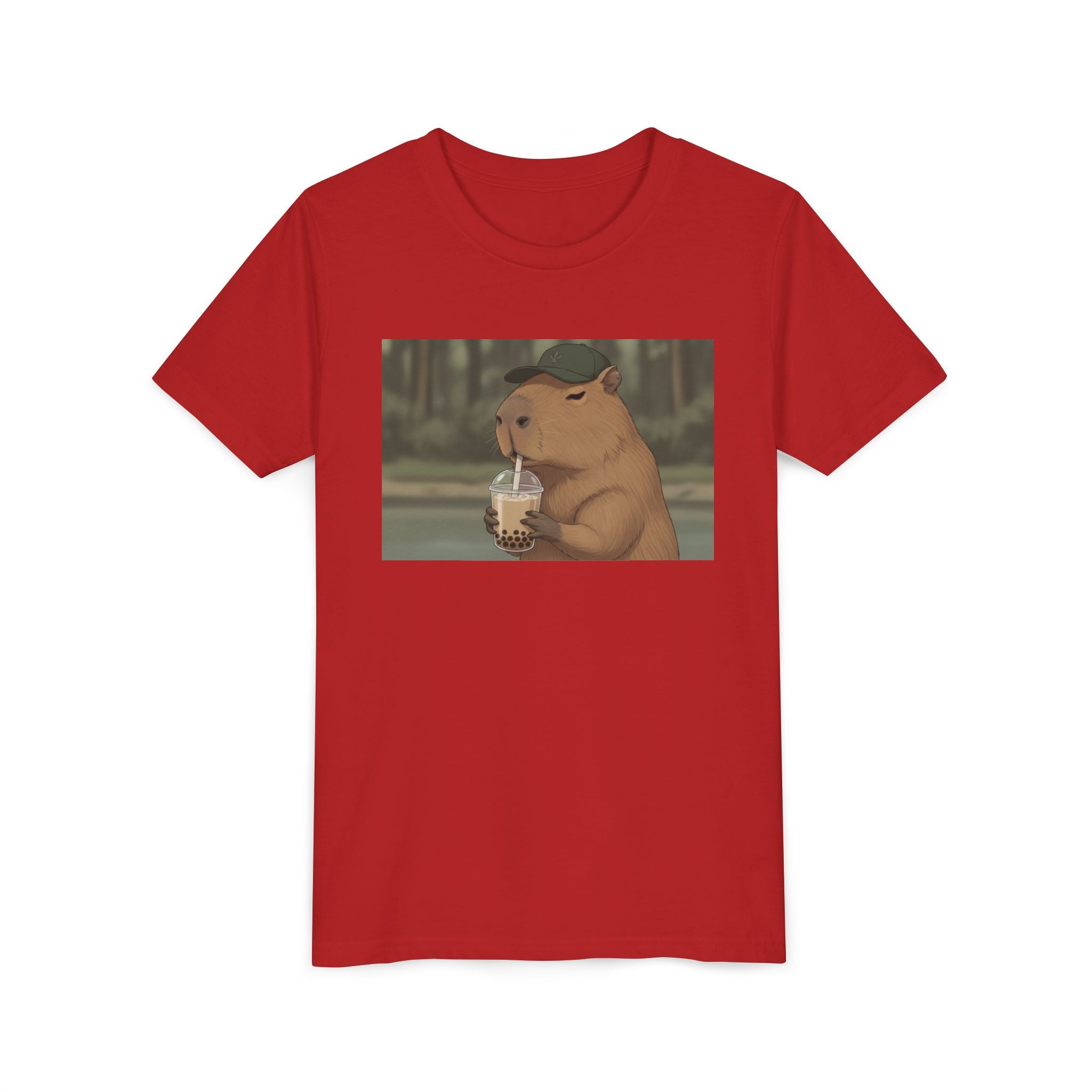 Capybara Drinking Boba Tea Youth Tee — Cute Kawaii Bubble Shirt for Kids - Kids