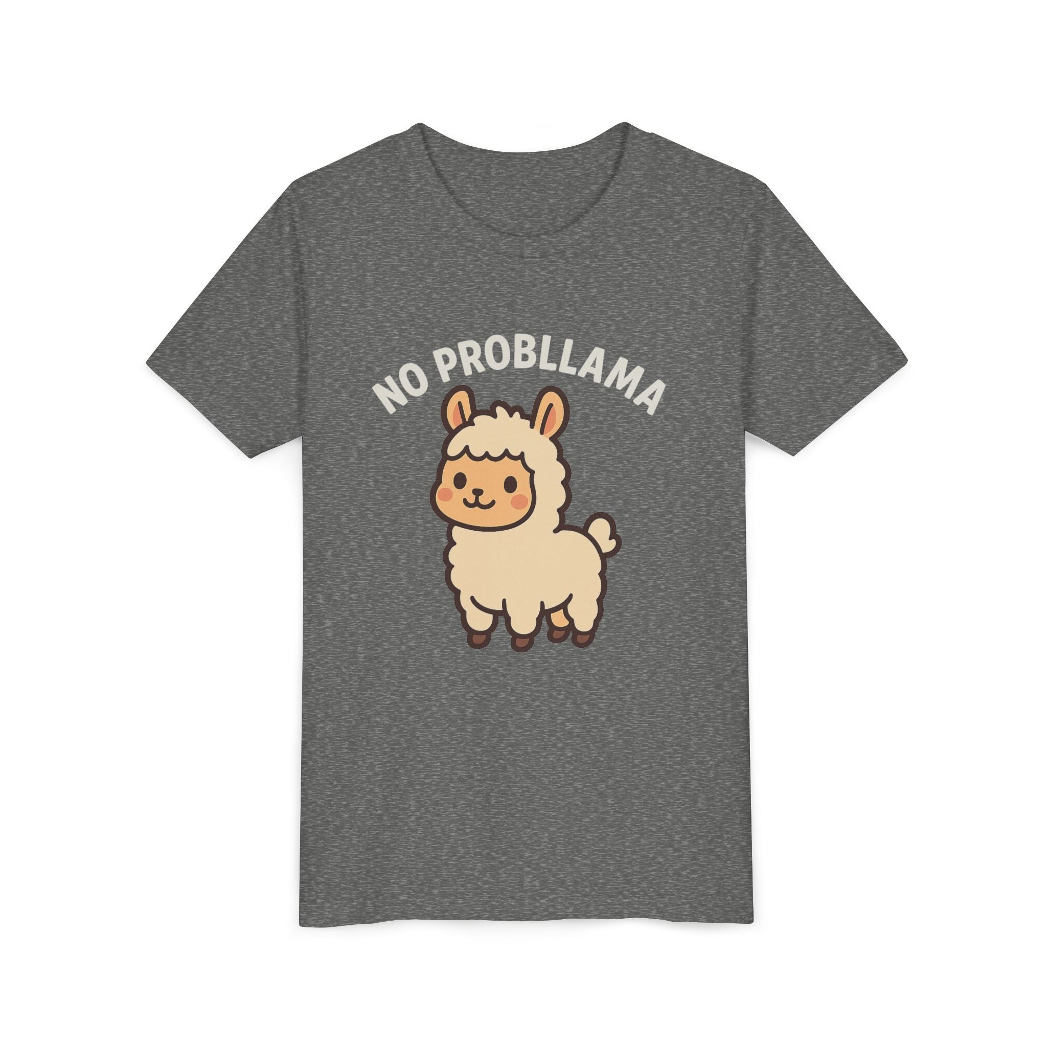 No Probllama Youth Tee – Cute Llama Kids Short Sleeve Shirt
