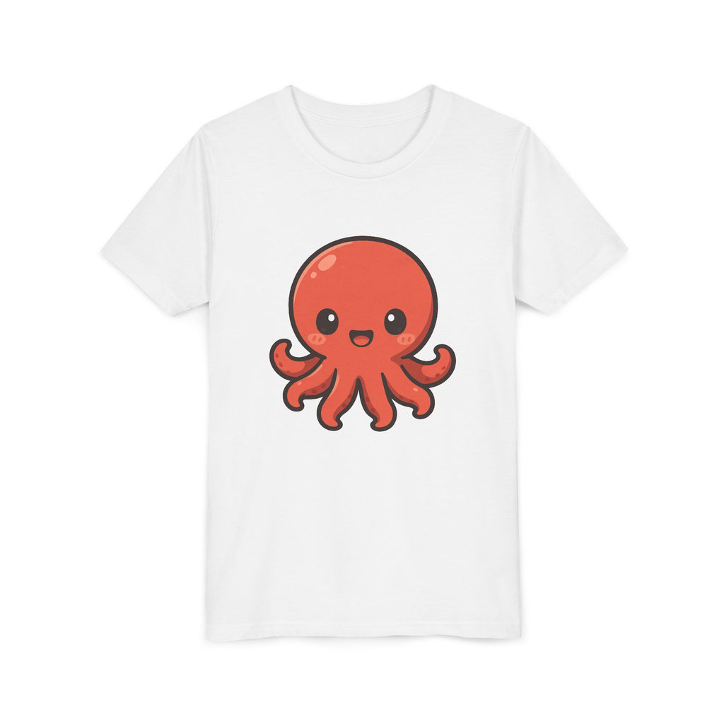 Cute Red Octopus Youth Tee — Kawaii Sea Animal Kids T-Shirt