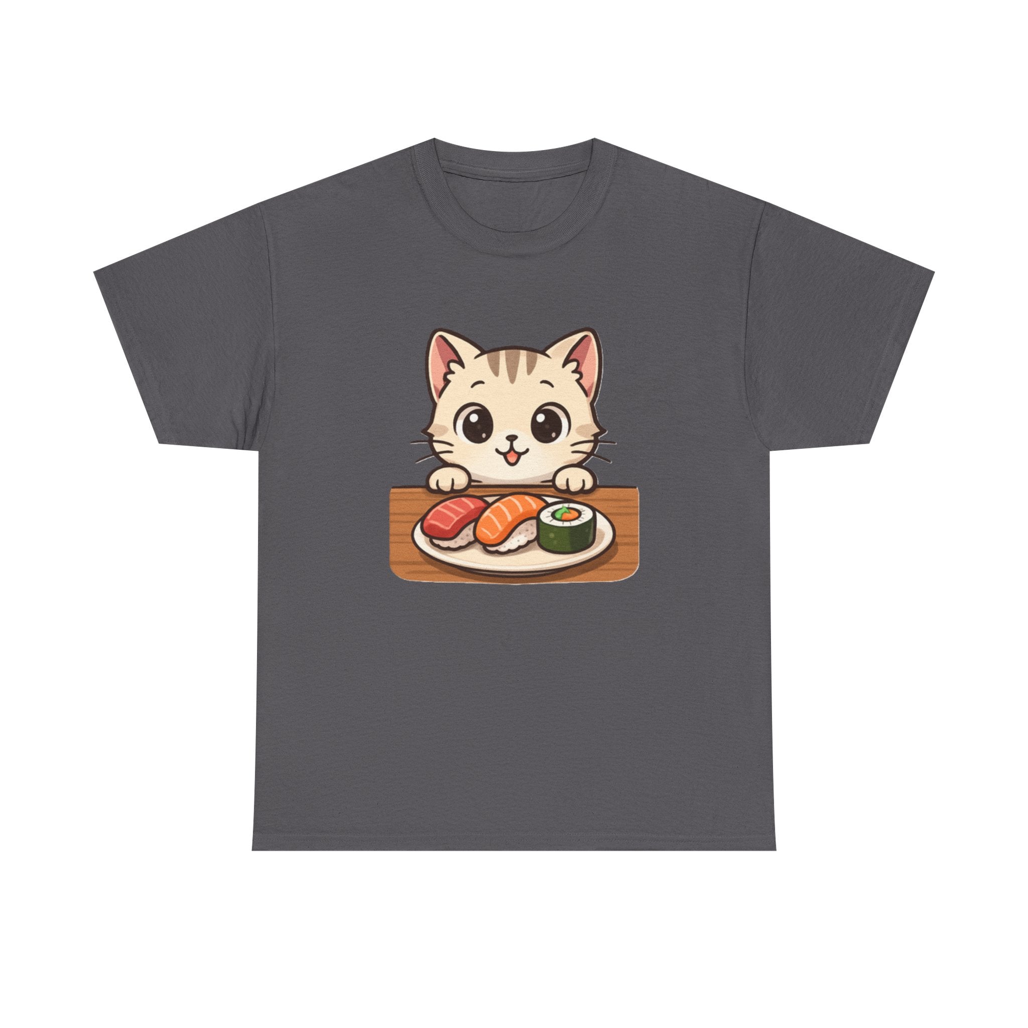Cat & Sushi T-Shirt — Cute Kawaii Kitty with Sushi Graphic - Adult