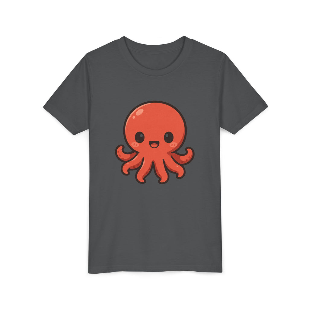 Cute Red Octopus Youth Tee — Kawaii Sea Animal Kids T-Shirt