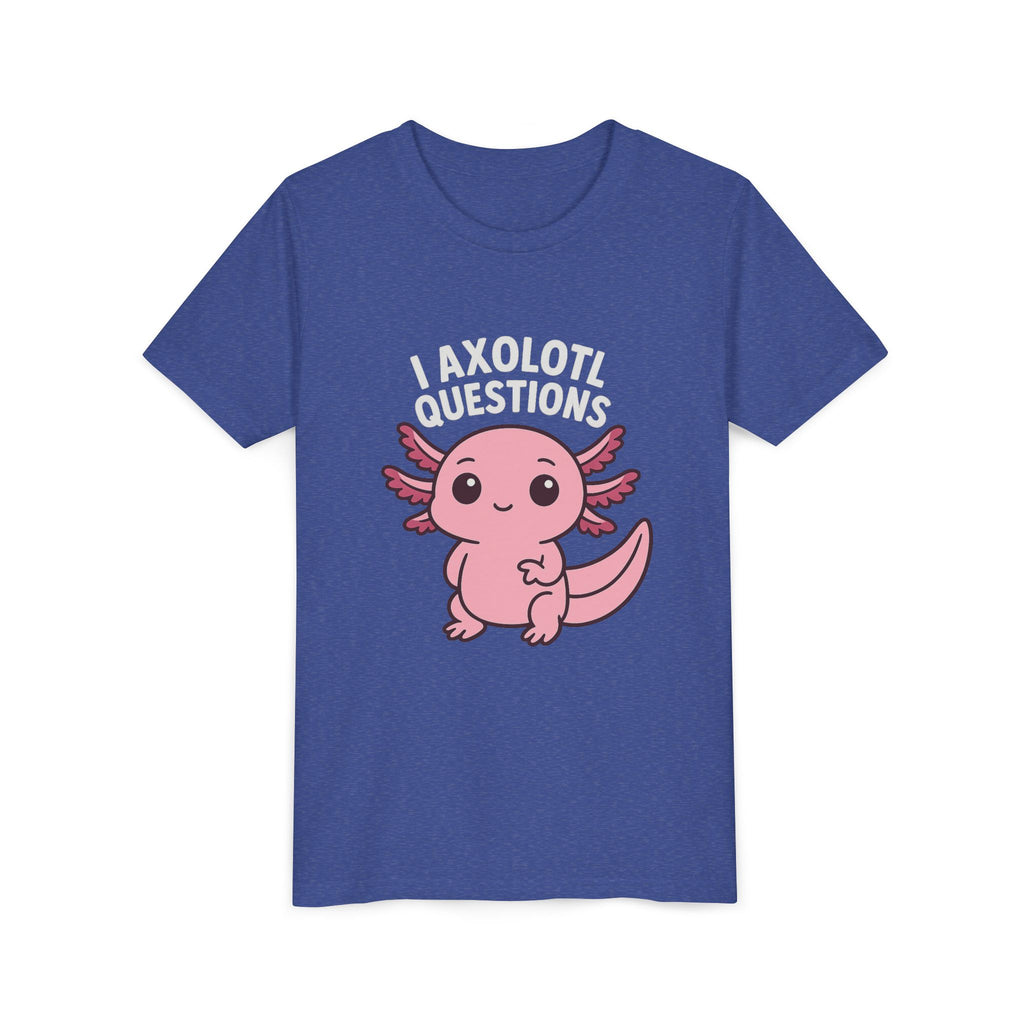 Youth Tee — Cute Pink Axolotl “Axolotl Questions” Kids Shirt