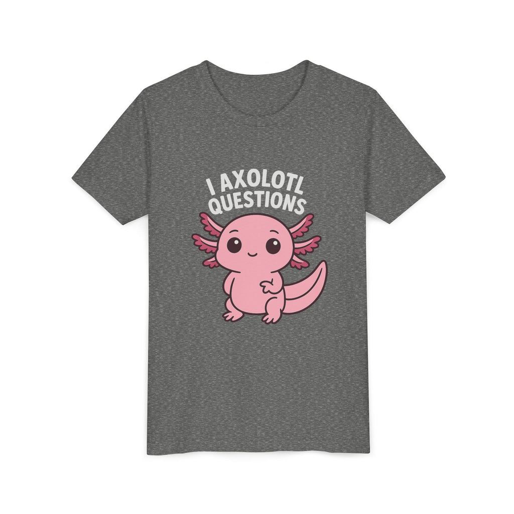 Youth Tee — Cute Pink Axolotl “Axolotl Questions” Kids Shirt