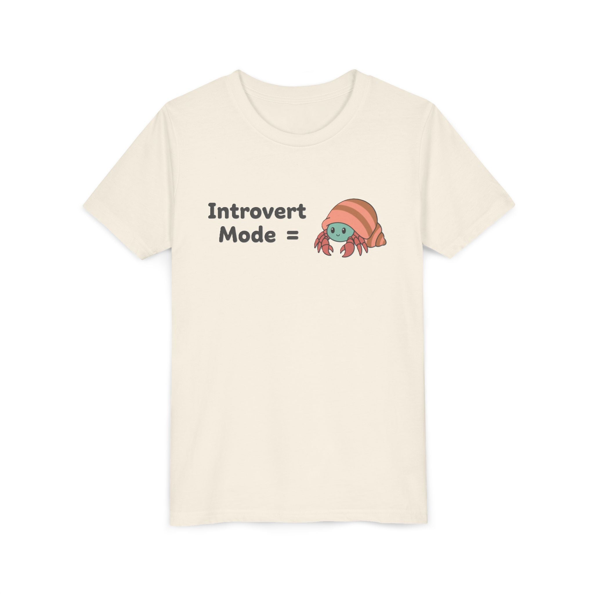 Introvert Mode Kids Tee — Cute Hermit Crab Graphic Youth Shirt