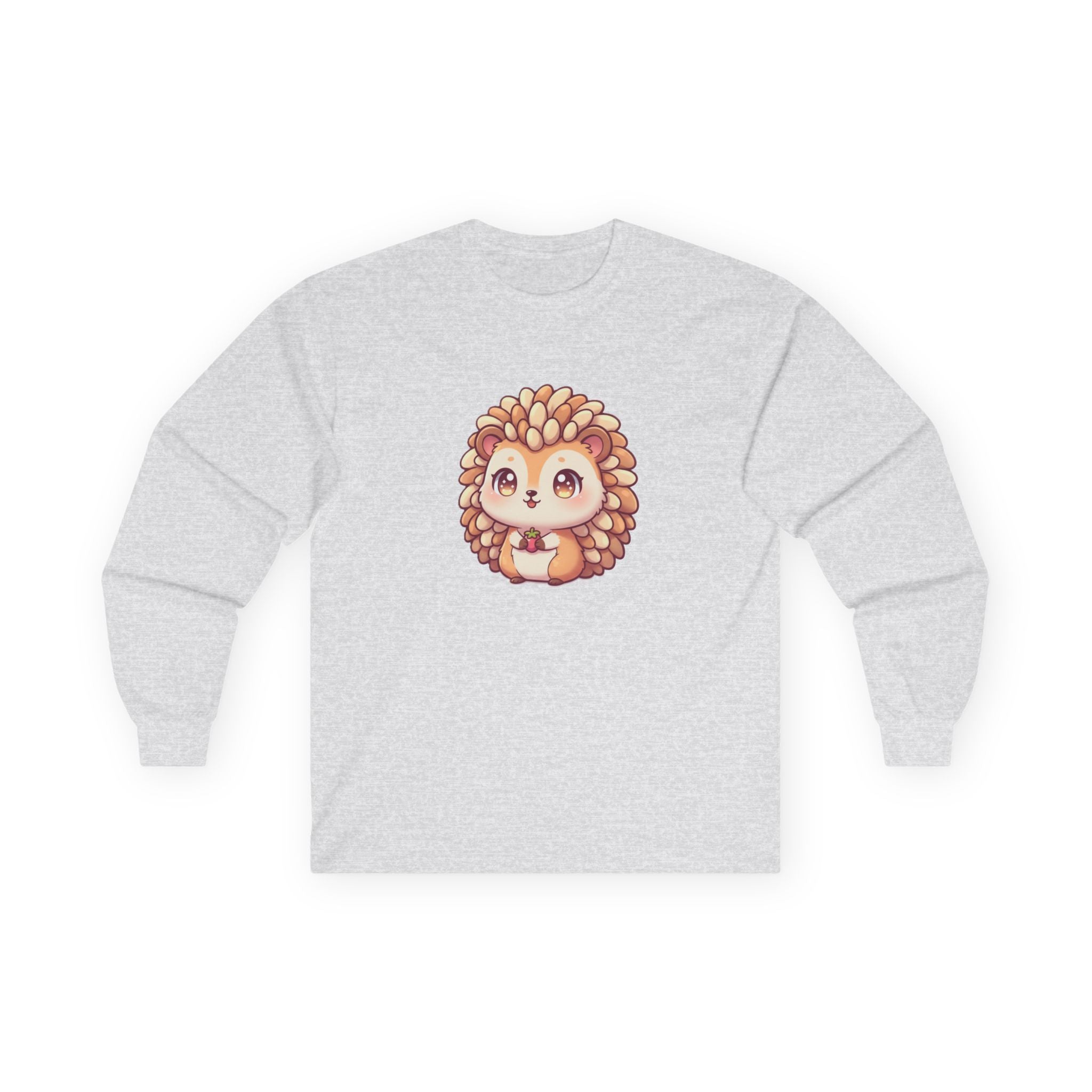 Cute Hedgehog Long Sleeve Tee — Adorable Kawaii Animal Shirt - Adult