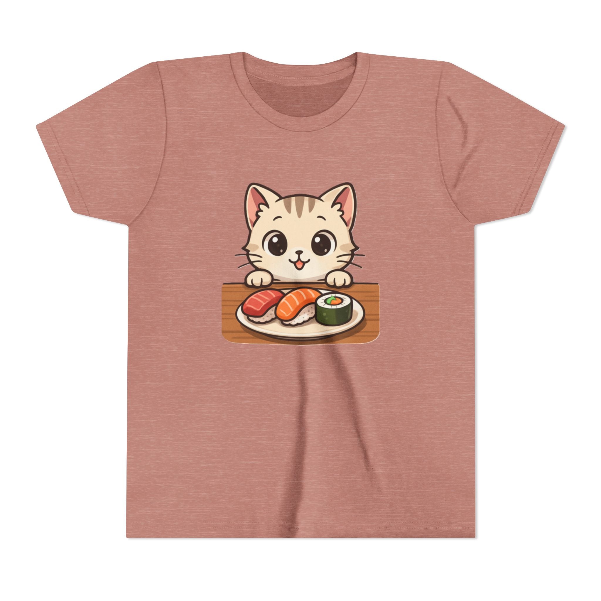Kids Sushi Cat T-Shirt — Cute Kitty Eating Sushi Youth Tee