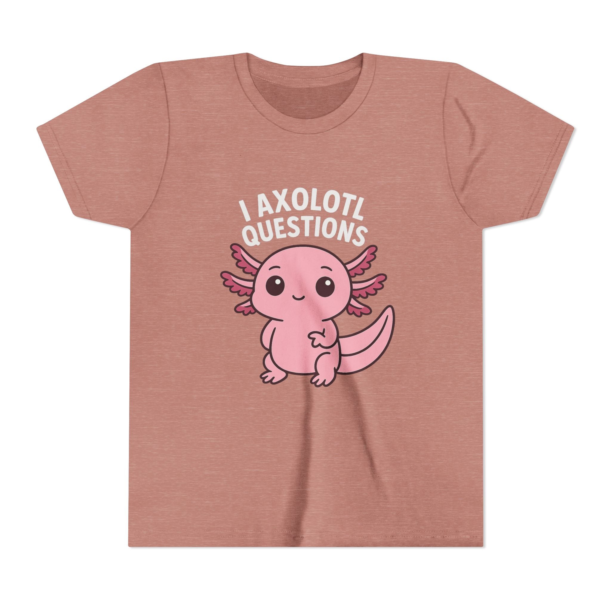 Youth Tee — Cute Pink Axolotl “Axolotl Questions” Kids Shirt
