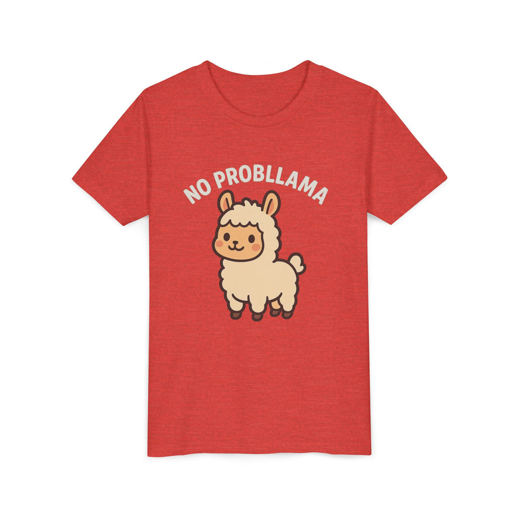 No Probllama Youth Tee – Cute Llama Kids Short Sleeve Shirt