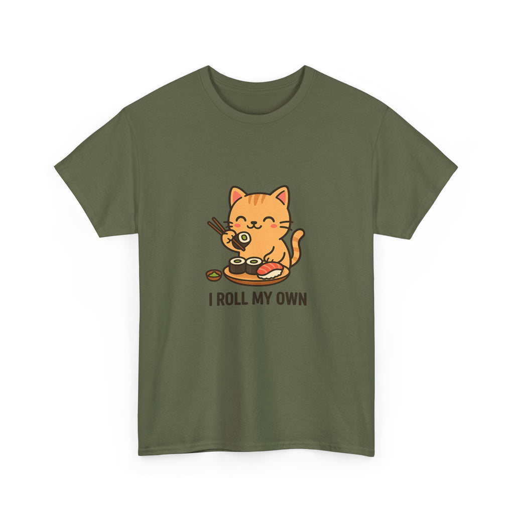 Cat Sushi T-Shirt — Cute 'I Roll My Own' Kawaii Sushi Cat Tee - Adult