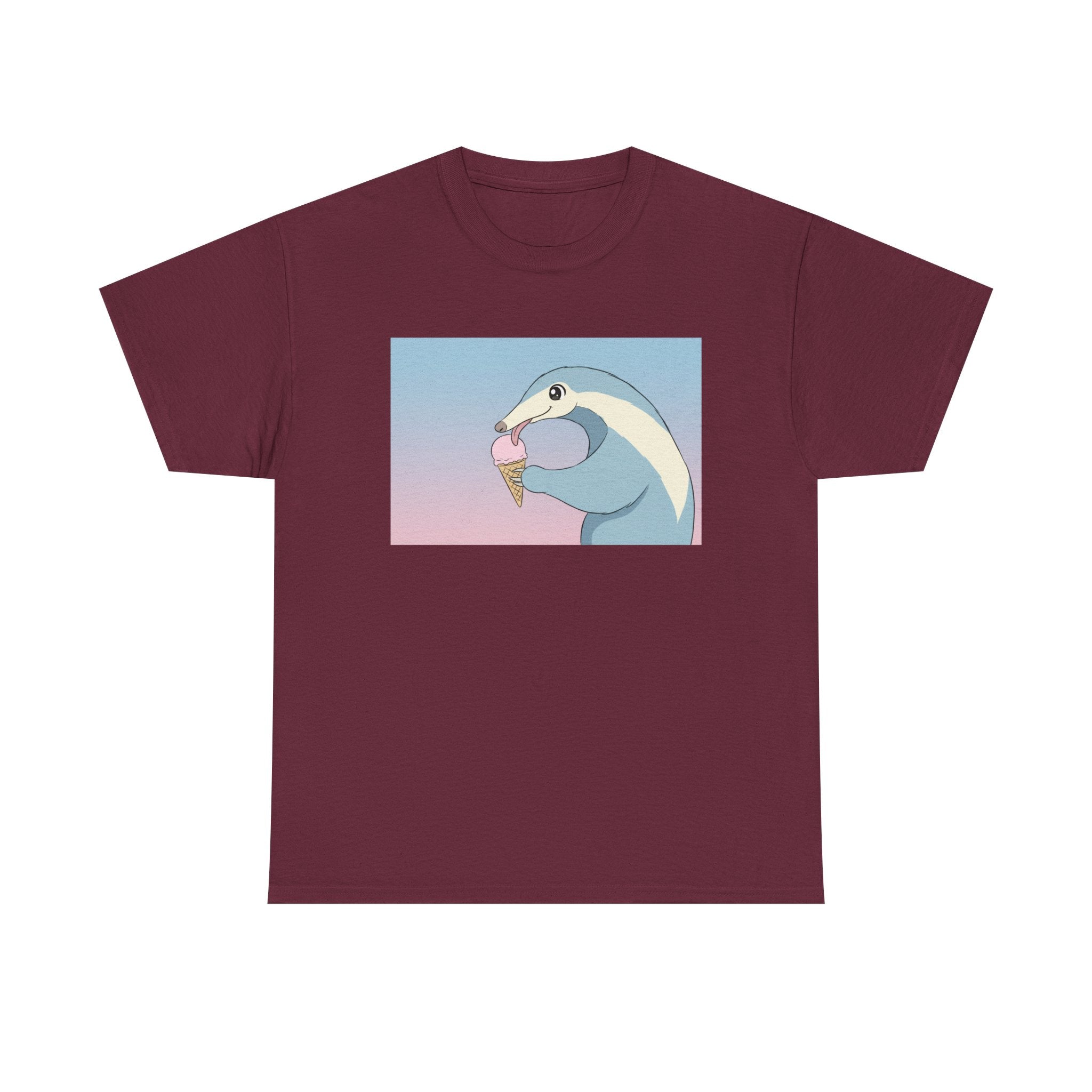 Anteater Eating Ice Cream T-Shirt — Cute Pastel Animal Graphic Tee - Adult