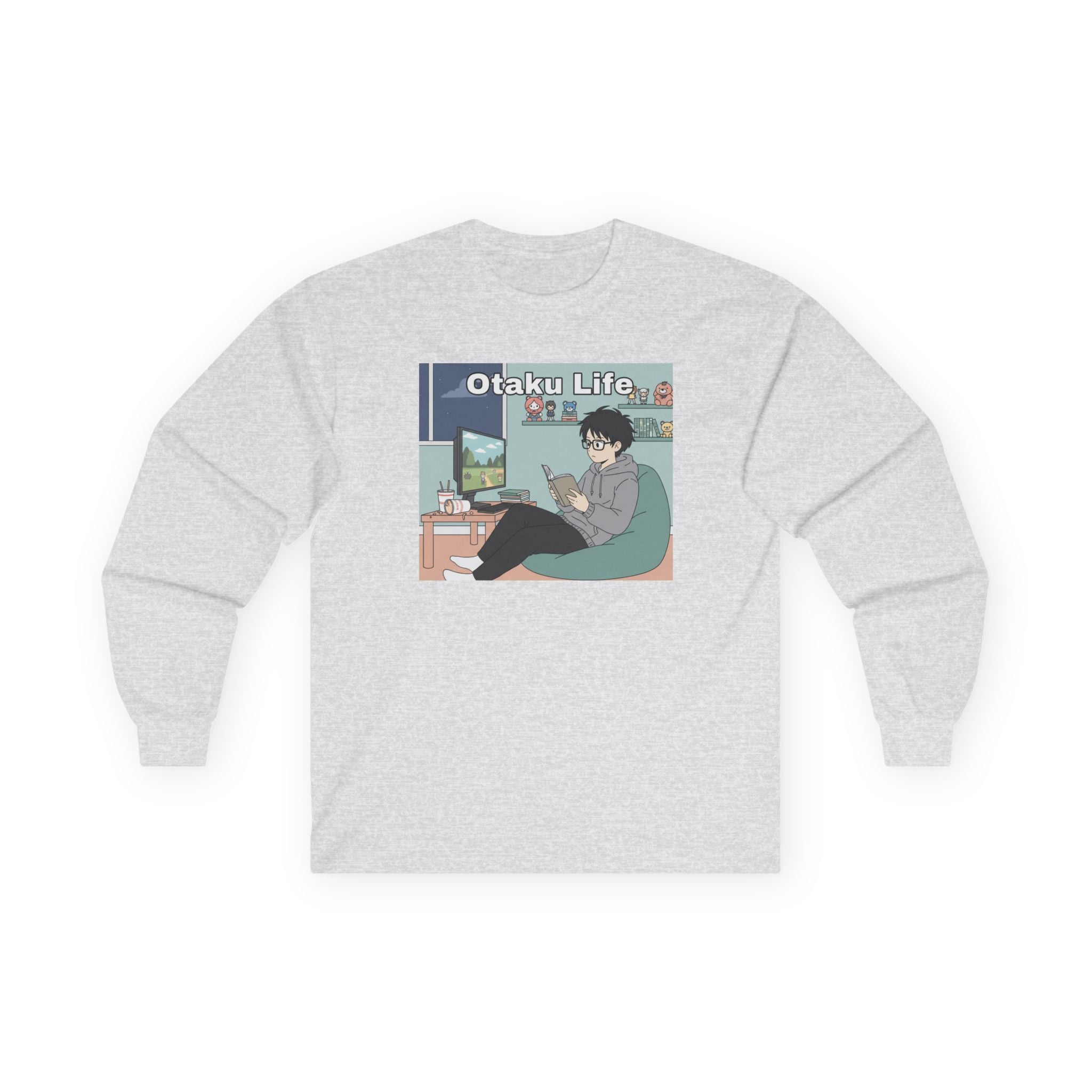 Otaku Life Long Sleeve Tee — Anime Lover Graphic Shirt - Adult
