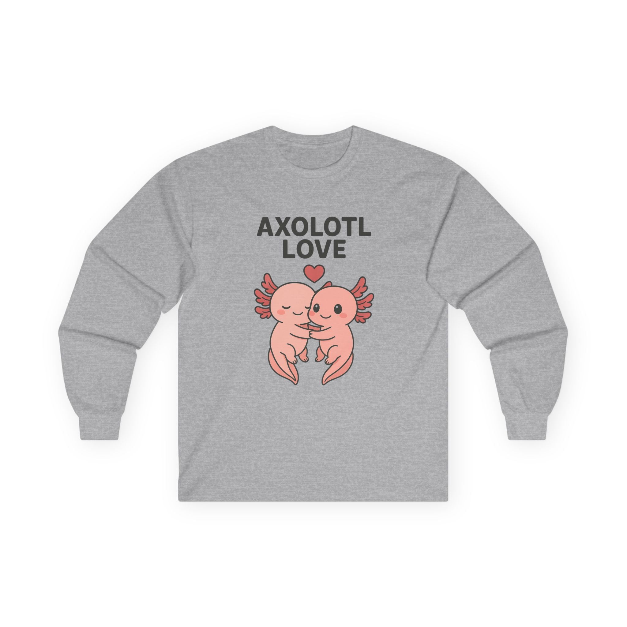 Axolotl Love Long Sleeve Tee — Cute Matching Axolotl Salamander Heart Shirt - Adult