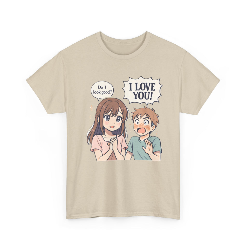 Anime Couple T‑Shirt — "Do I look good?" / "I Love You!" Cute Romance Tee - Adult
