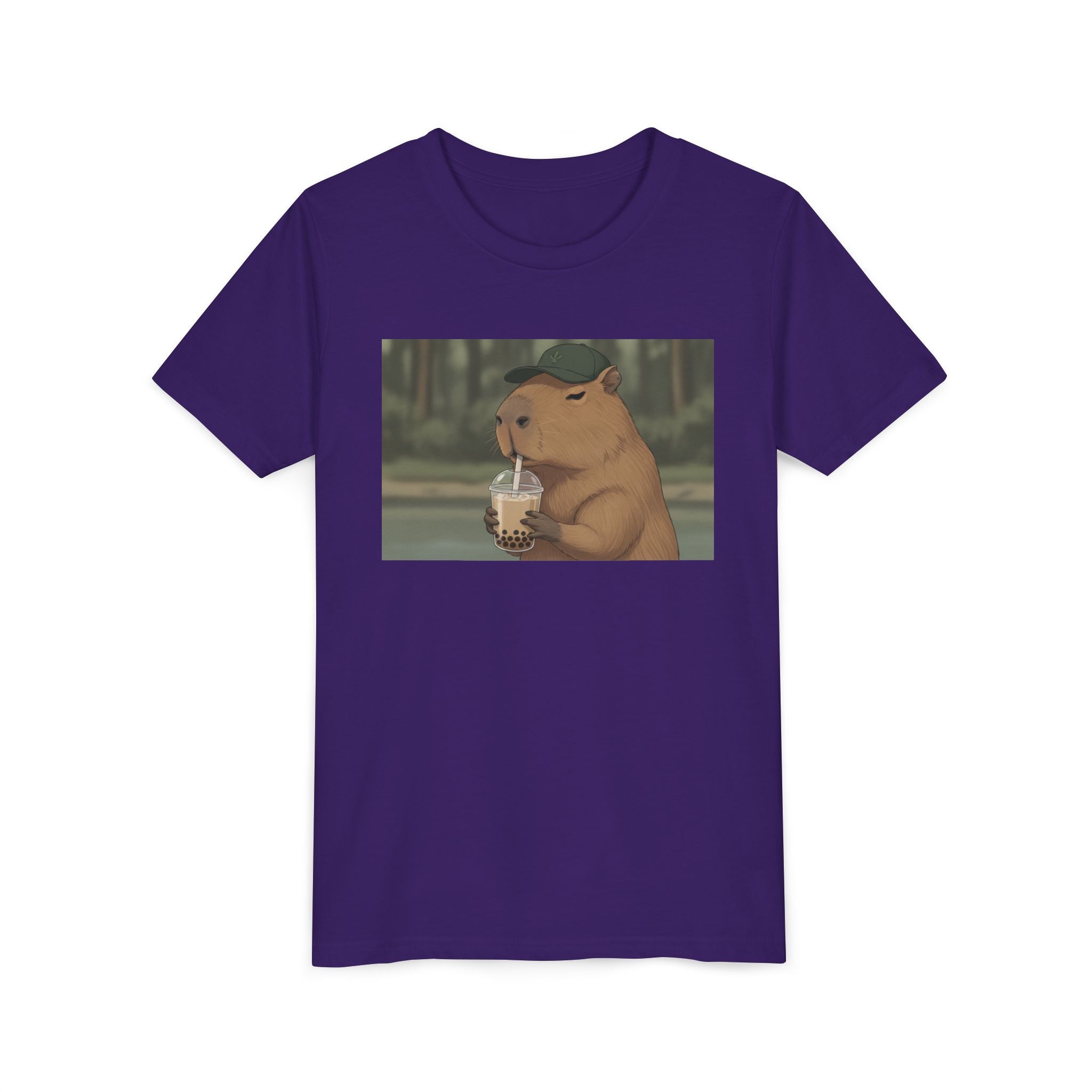 Capybara Drinking Boba Tea Youth Tee — Cute Kawaii Bubble Shirt for Kids - Kids