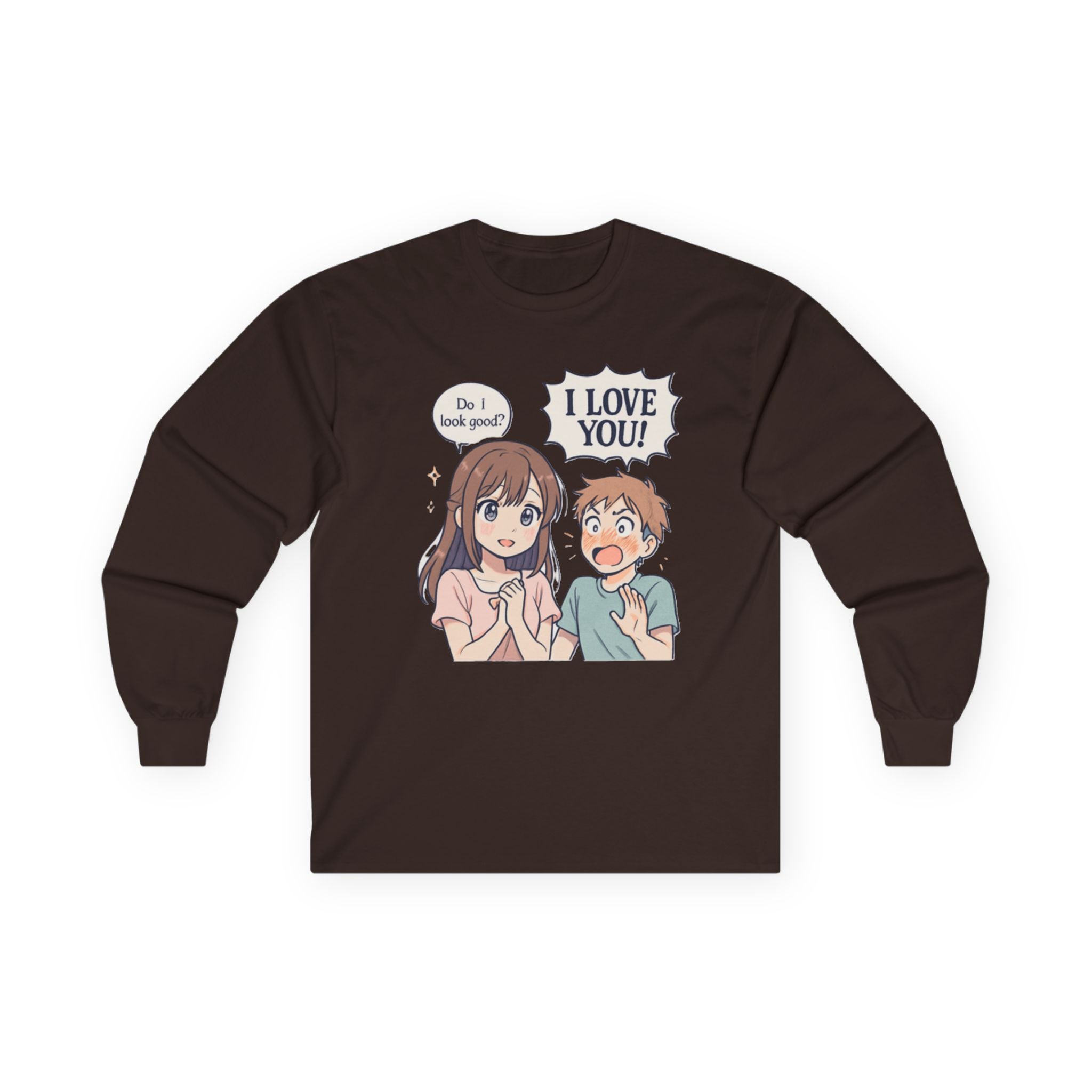 Anime Couple "I Love You" Long Sleeve Tee - Adult