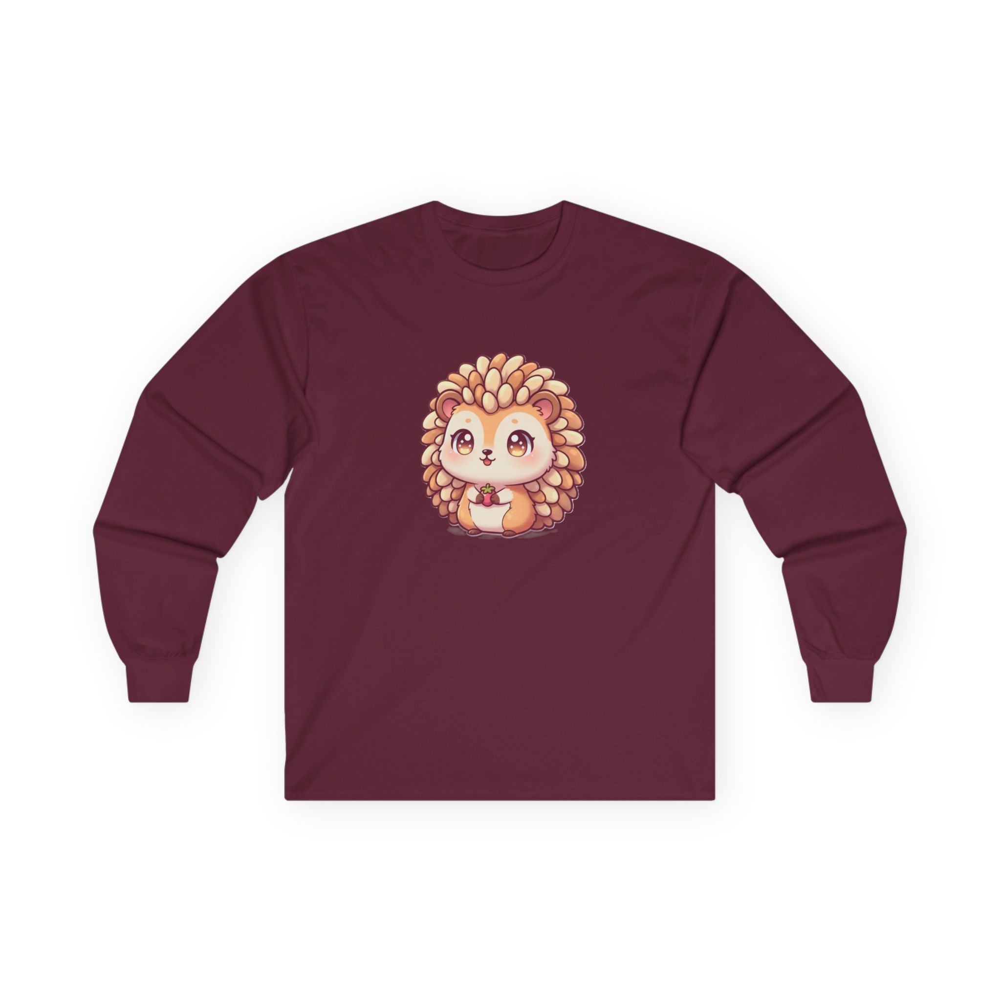Cute Hedgehog Long Sleeve Tee — Adorable Kawaii Animal Shirt - Adult