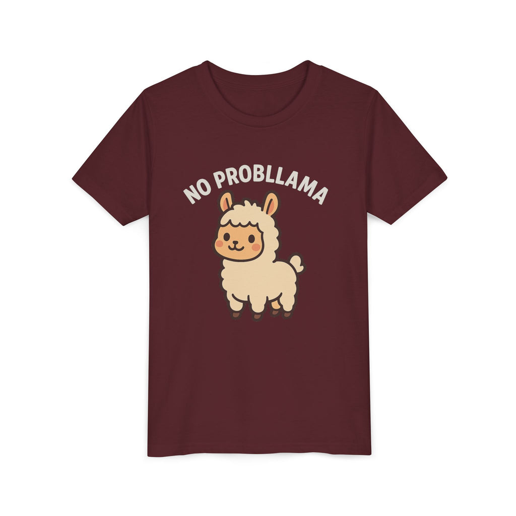 No Probllama Youth Tee – Cute Llama Kids Short Sleeve Shirt