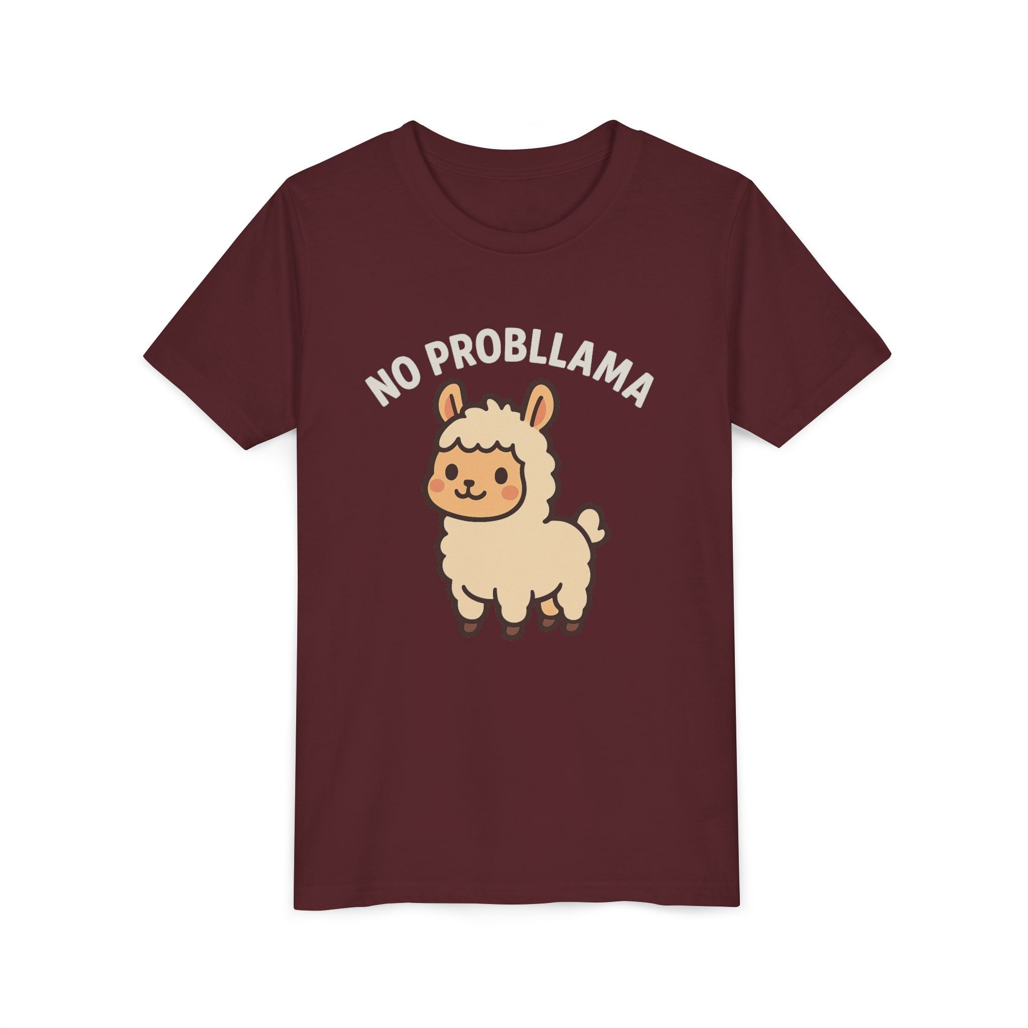 No Probllama Youth Tee – Cute Llama Kids Short Sleeve Shirt