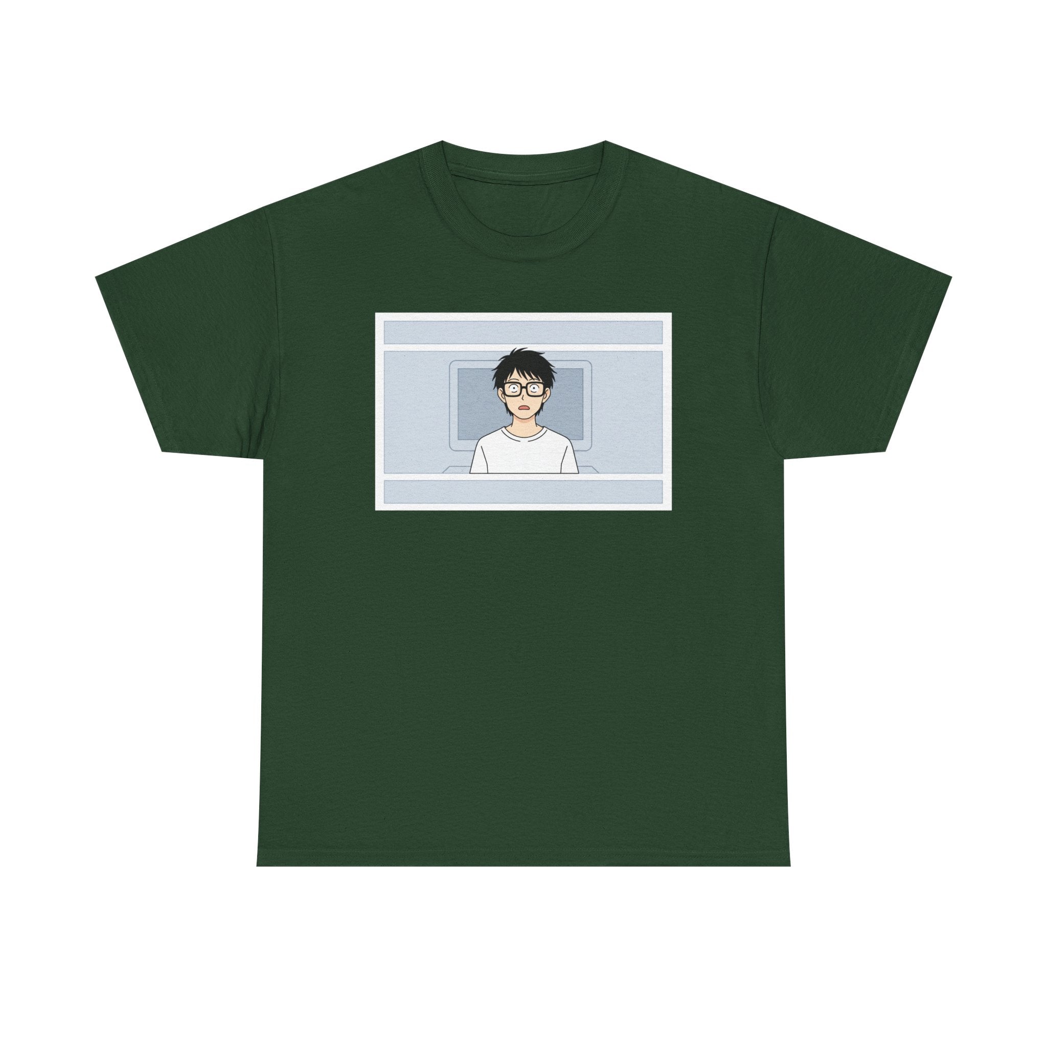 Clueless Otaku Minimalist Anime Guy Graphic Tee — Soft White Casual Shirt - Adult
